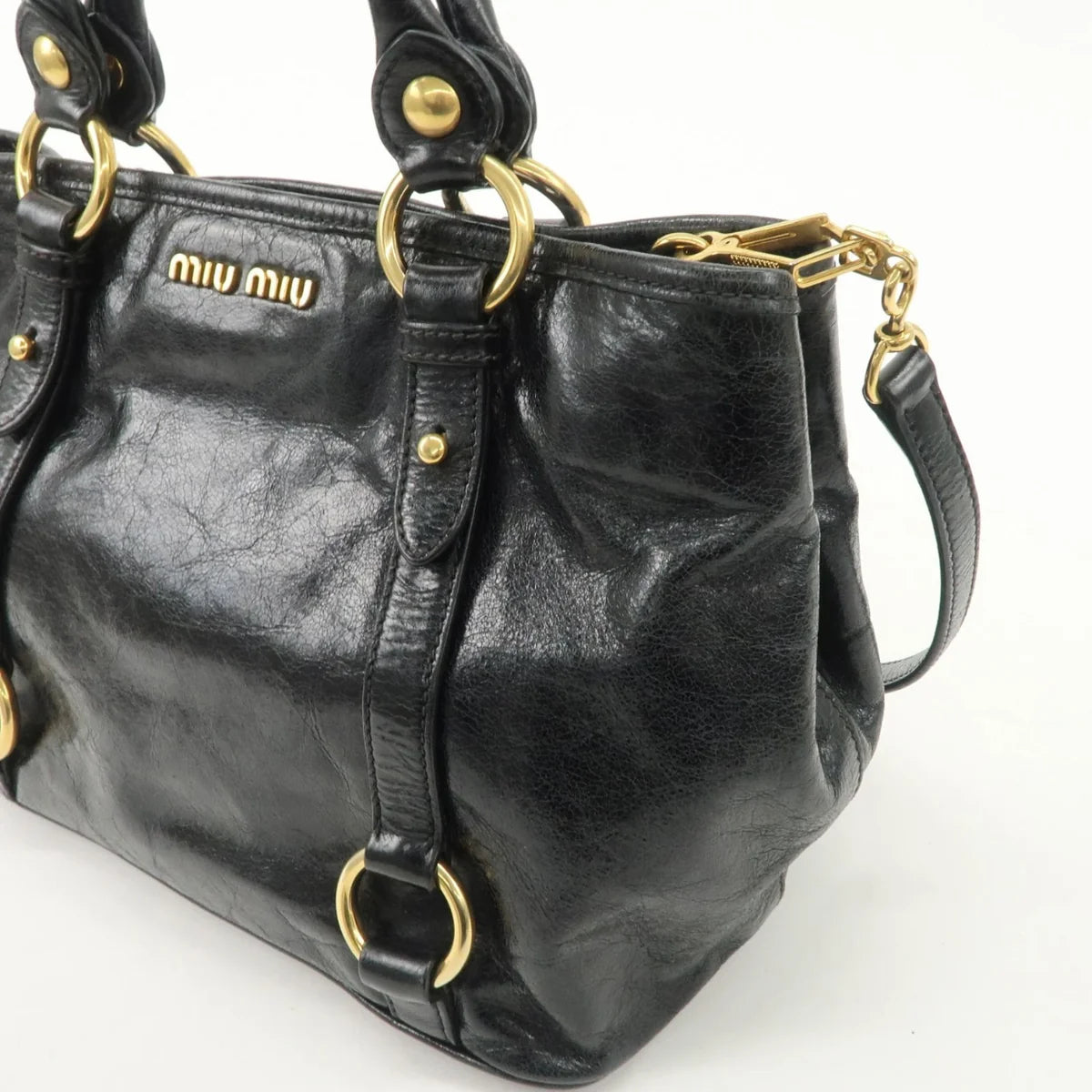 MIUMIU Leather Hand, crossbody Bag Black