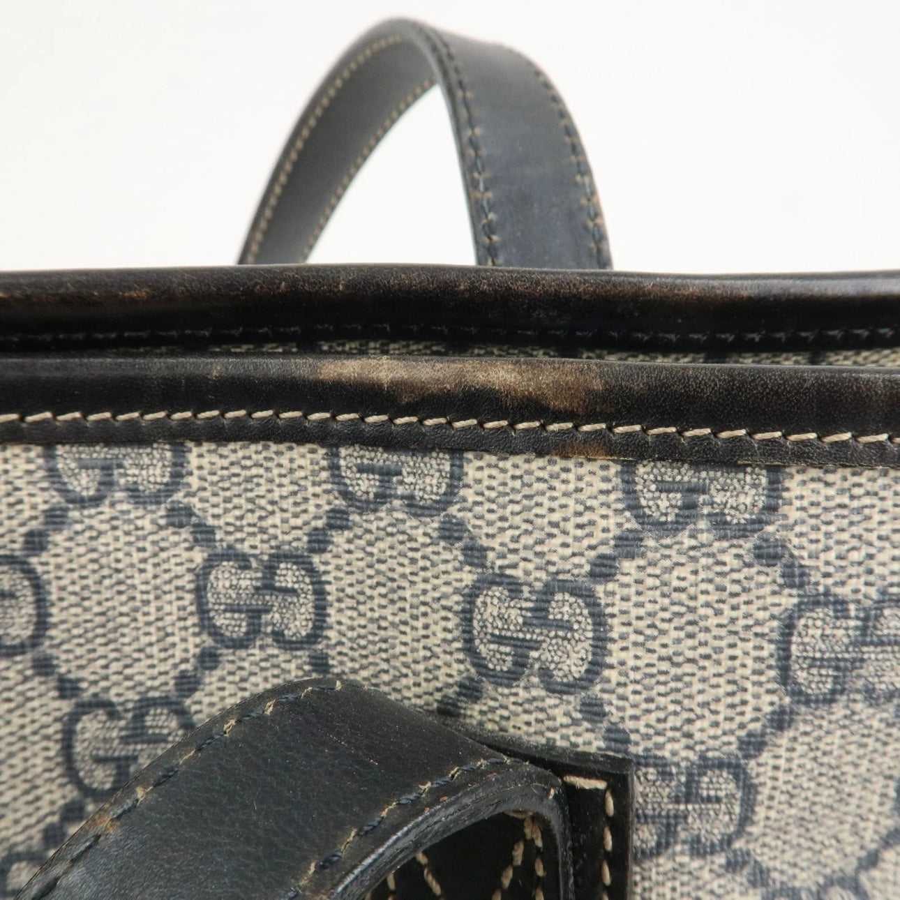 GUCCI GG Supreme Leather Tote Bag- Navy