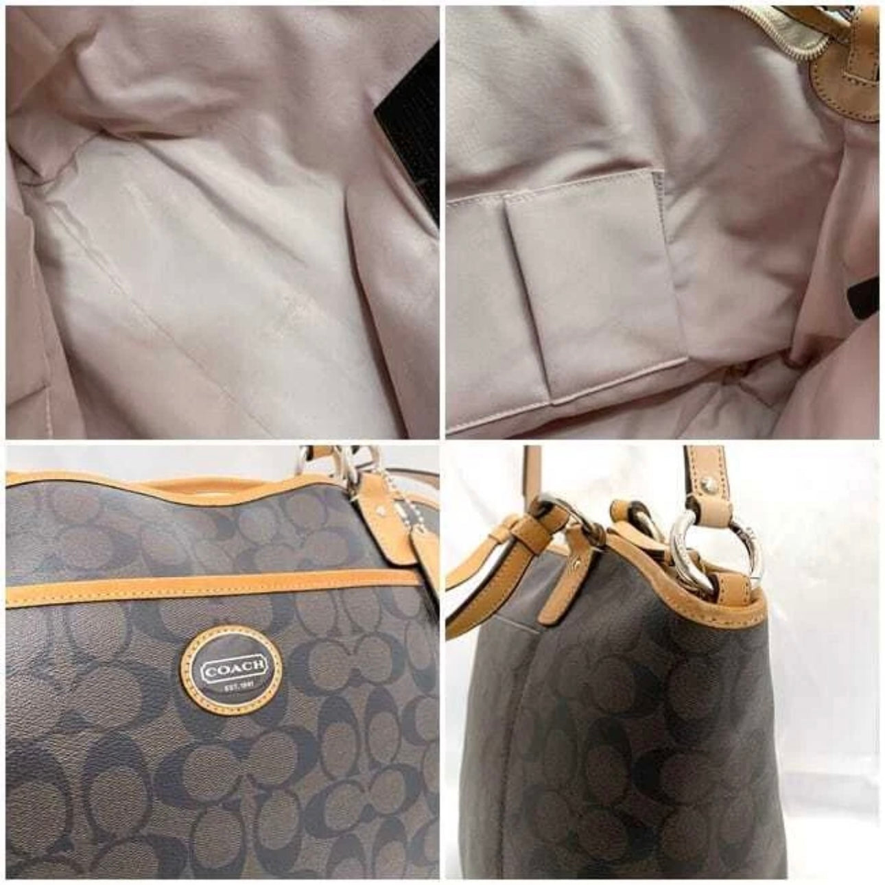 Coach Signature 2way bag Brown PVC leather