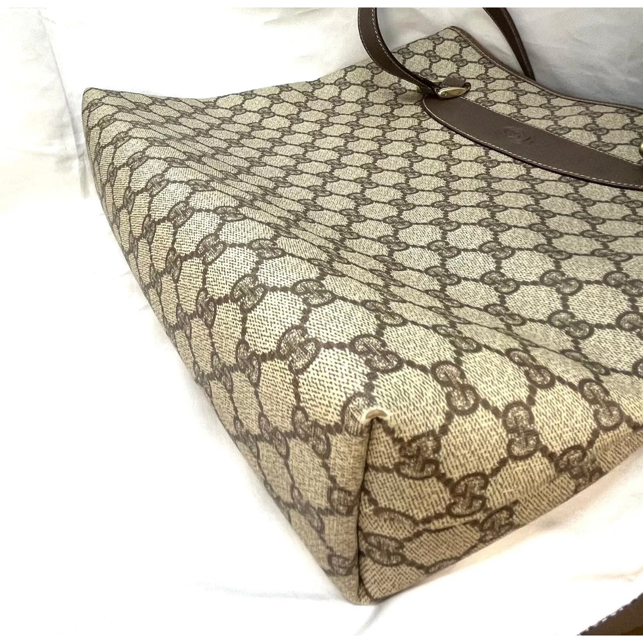 Shoulder Tote Hand Bag Brown PVC Leather