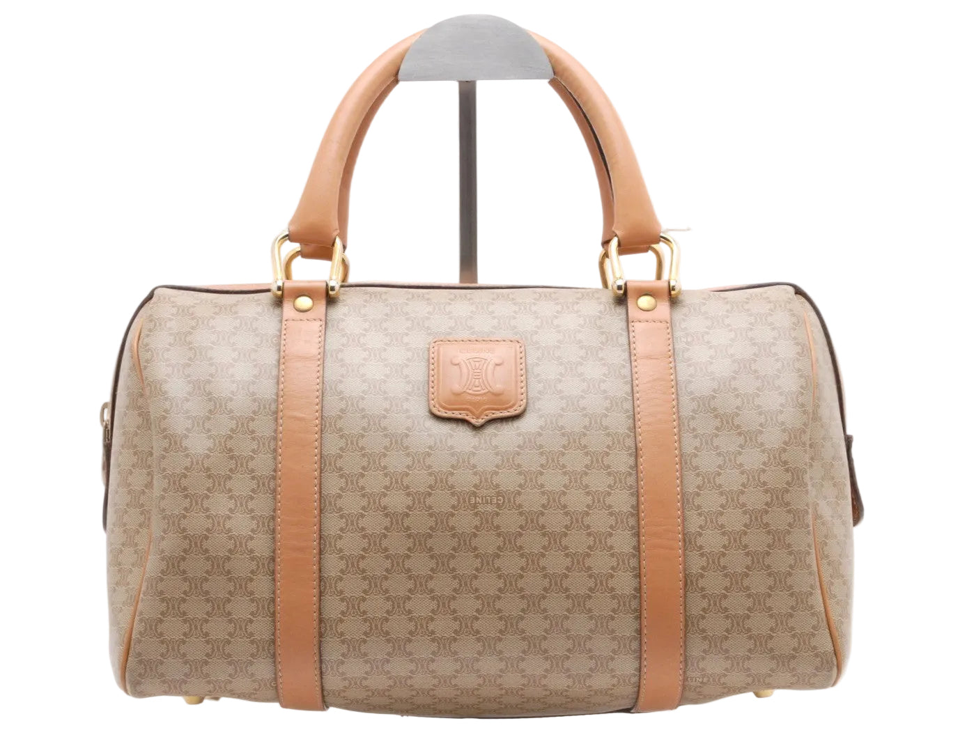 Celine Boston Bag Handbag - Beige Brown, PVC Leather