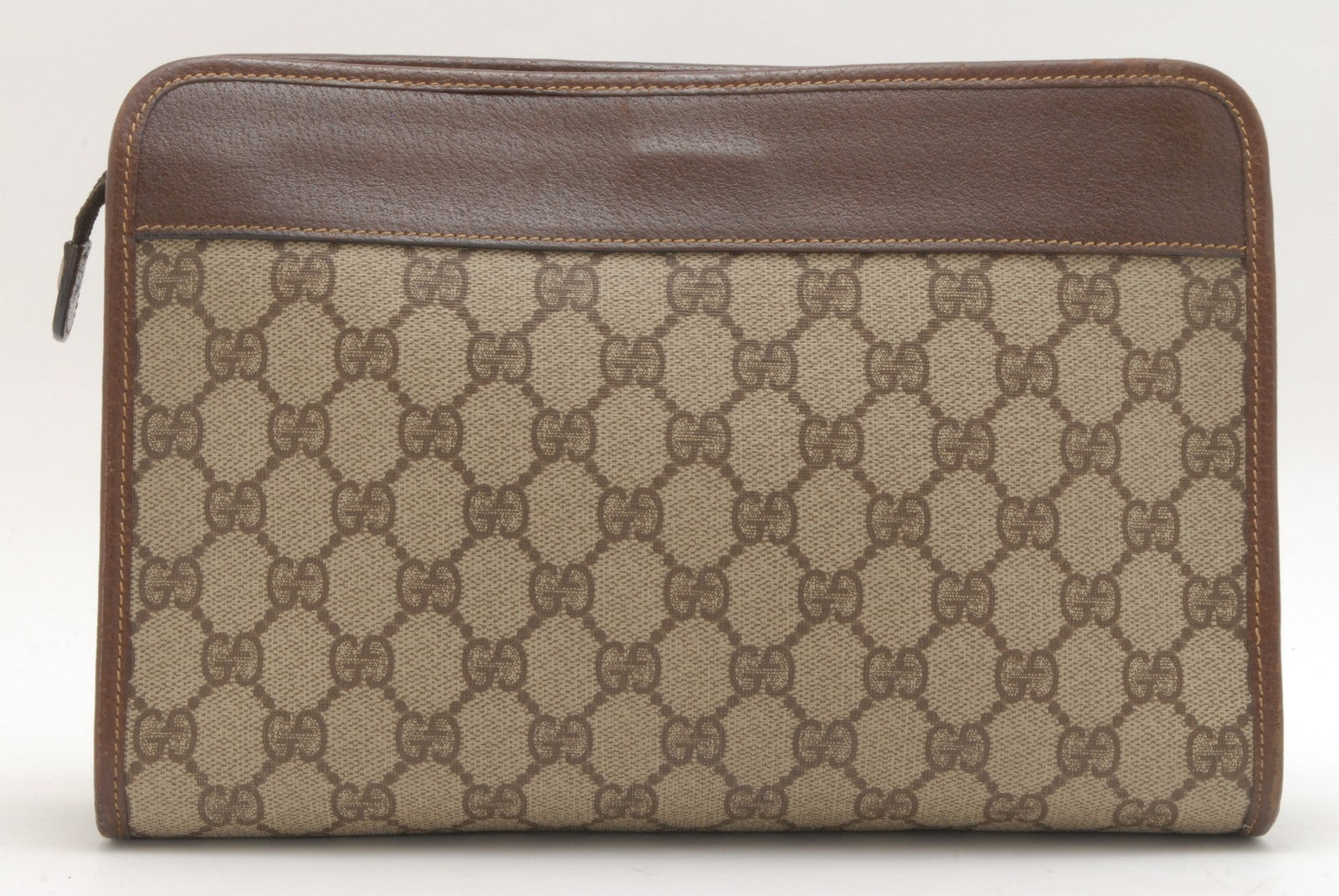Gucci GG Supreme Clutch Bag - Beige, PVC Leather