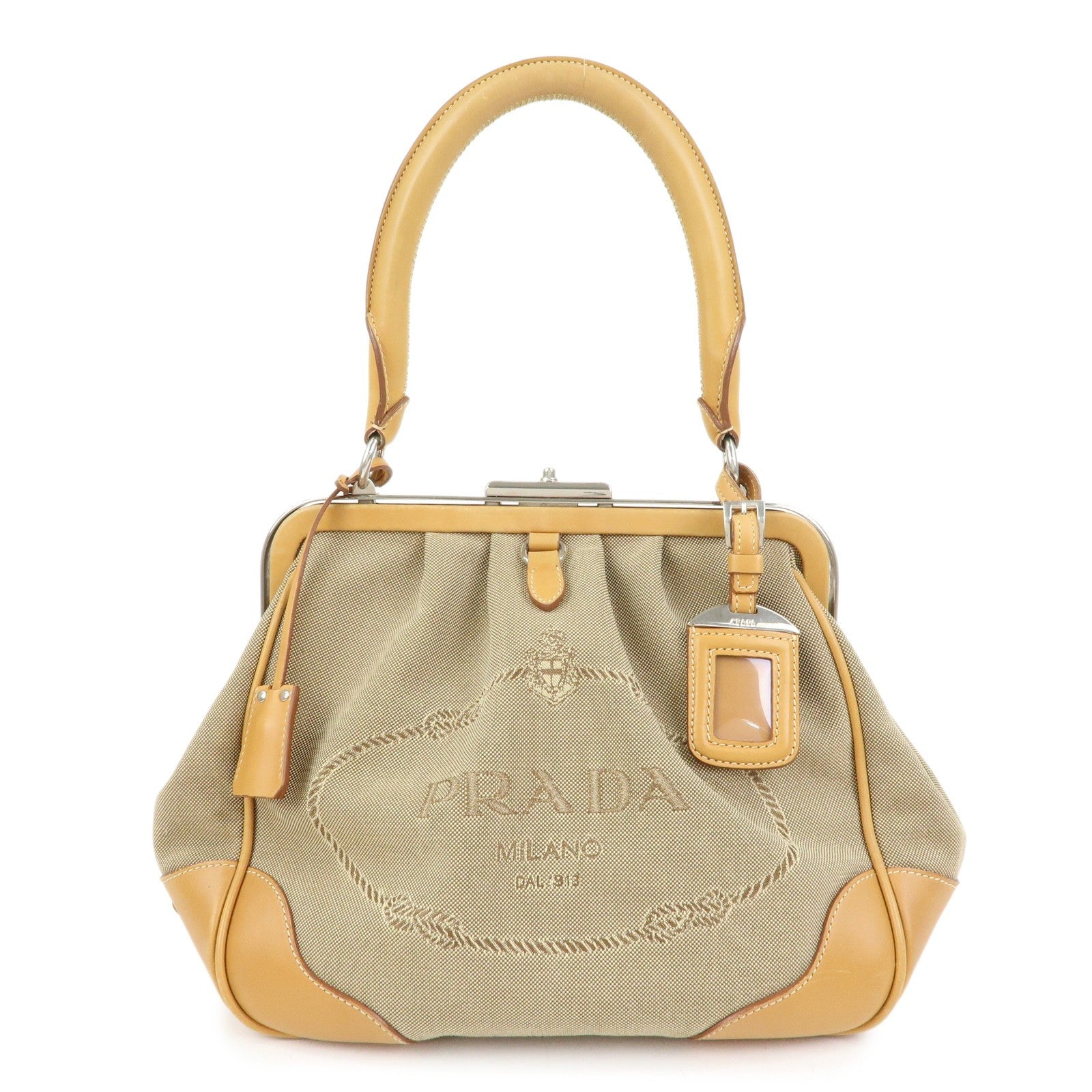 Prada BR3481 Shoulder Bag - Light Brown, Jacquard Leather