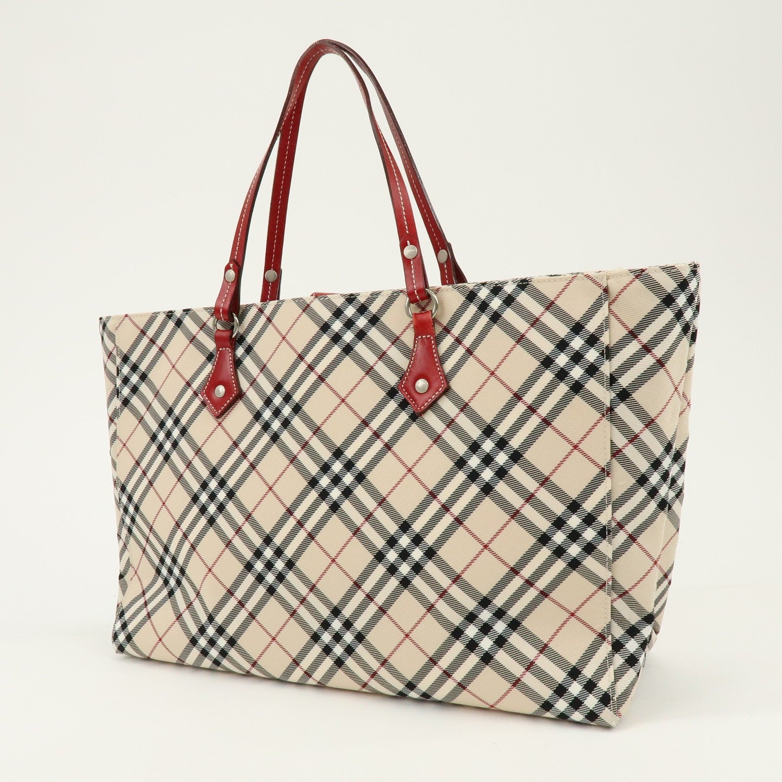 Burberry Blue Label Nova Plaid Tote Bag - Beige, Nylon and Leather