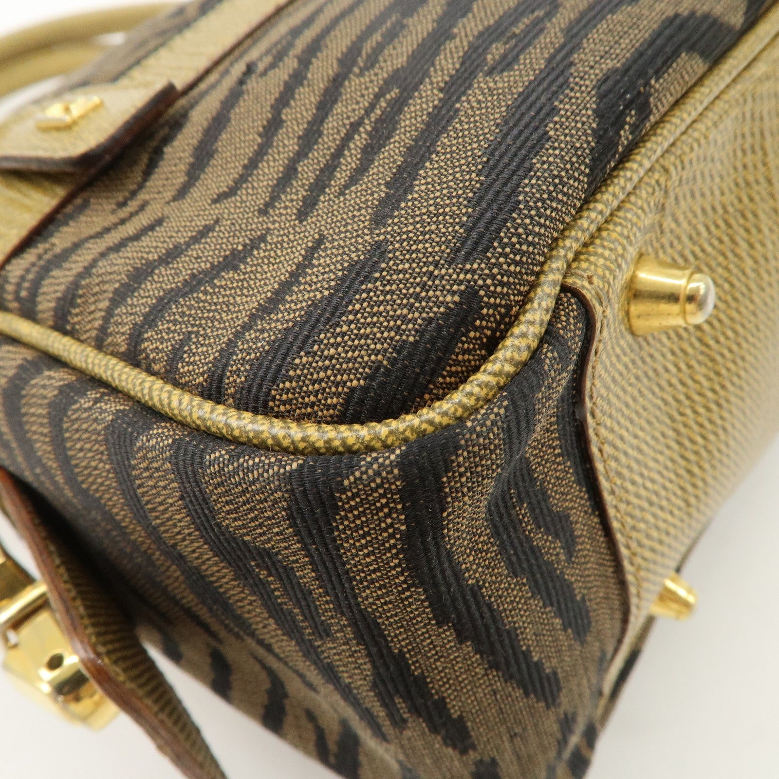 Fendi 2Way Hand Bag - Zebra Print Black Brown, Leather Canvas