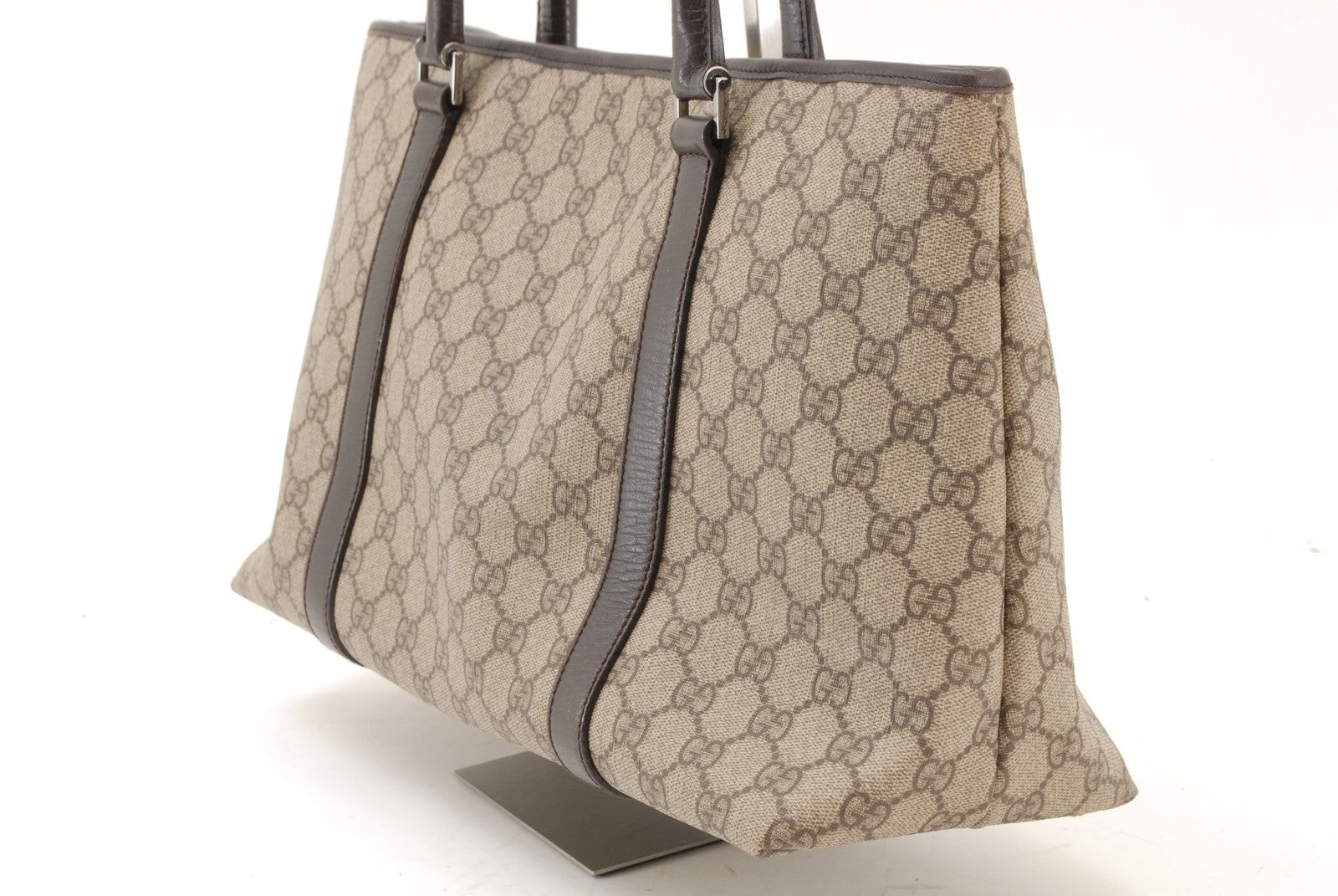 Gucci GG Canvas Tote Bag - Beige Brown, PVC Leather