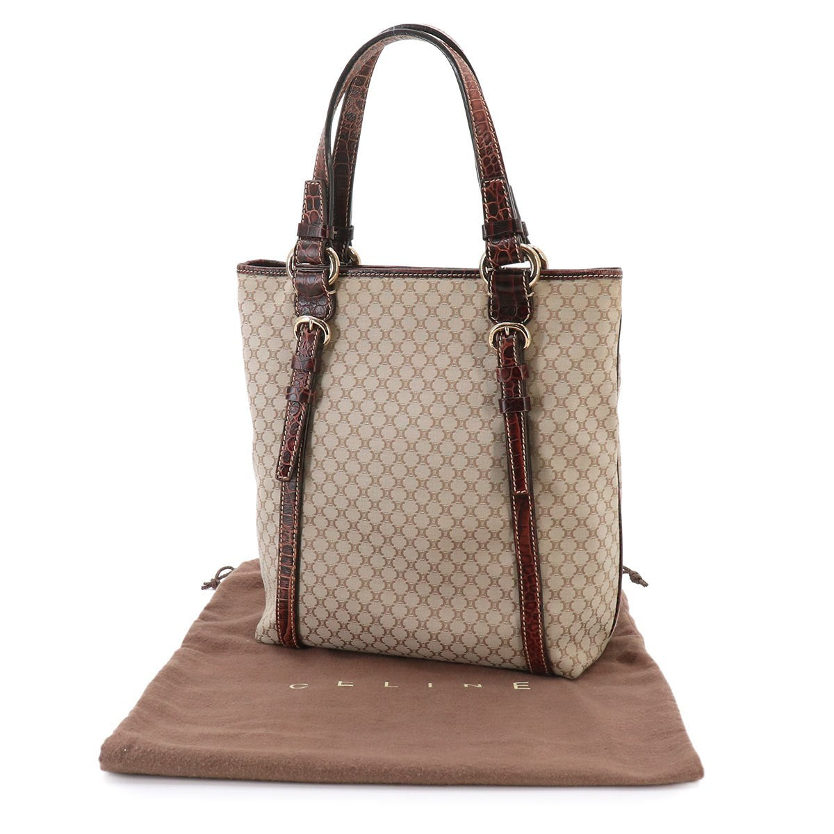 Celine Macadam Tote Bag - Beige, Brown, Canvas, Leather