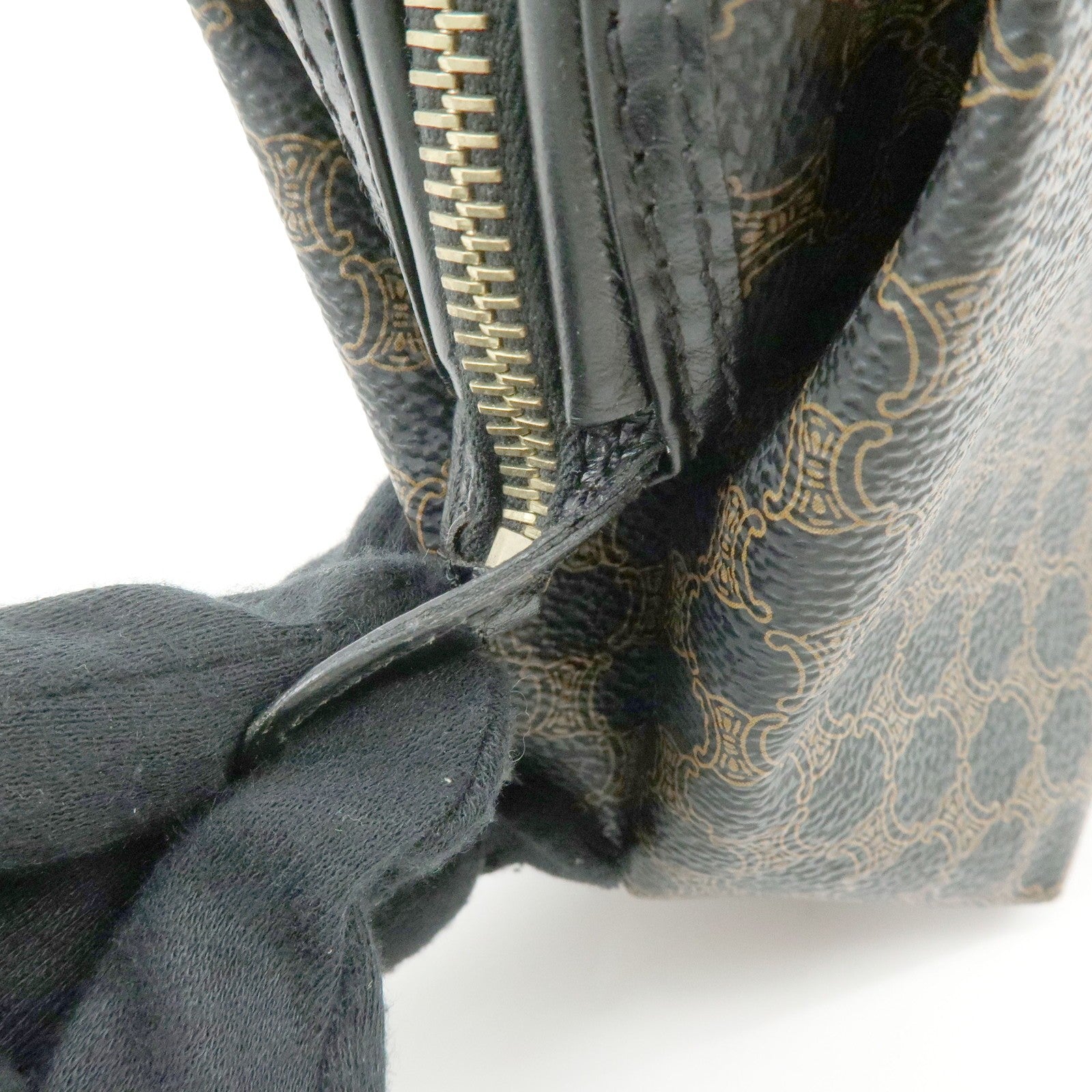 Celine Pouch - Dark Brown, Black, Leather, PVC