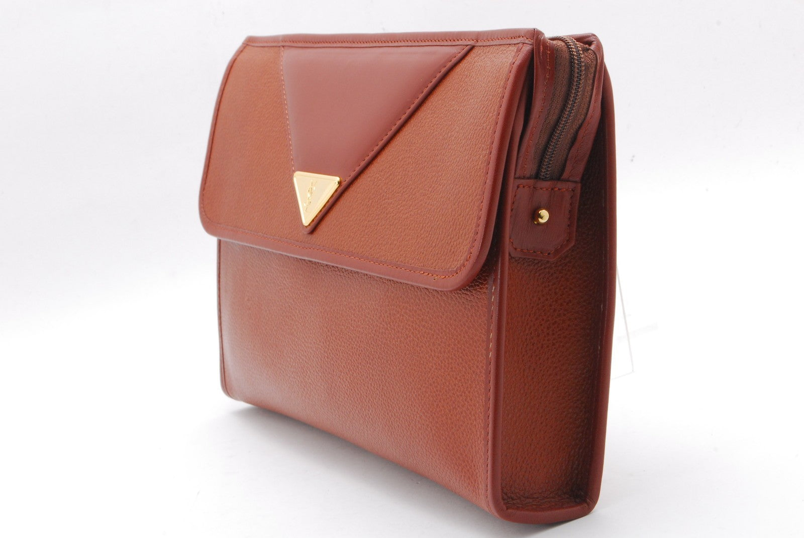 Saint Laurent Yves Clutch - Brown, Leather