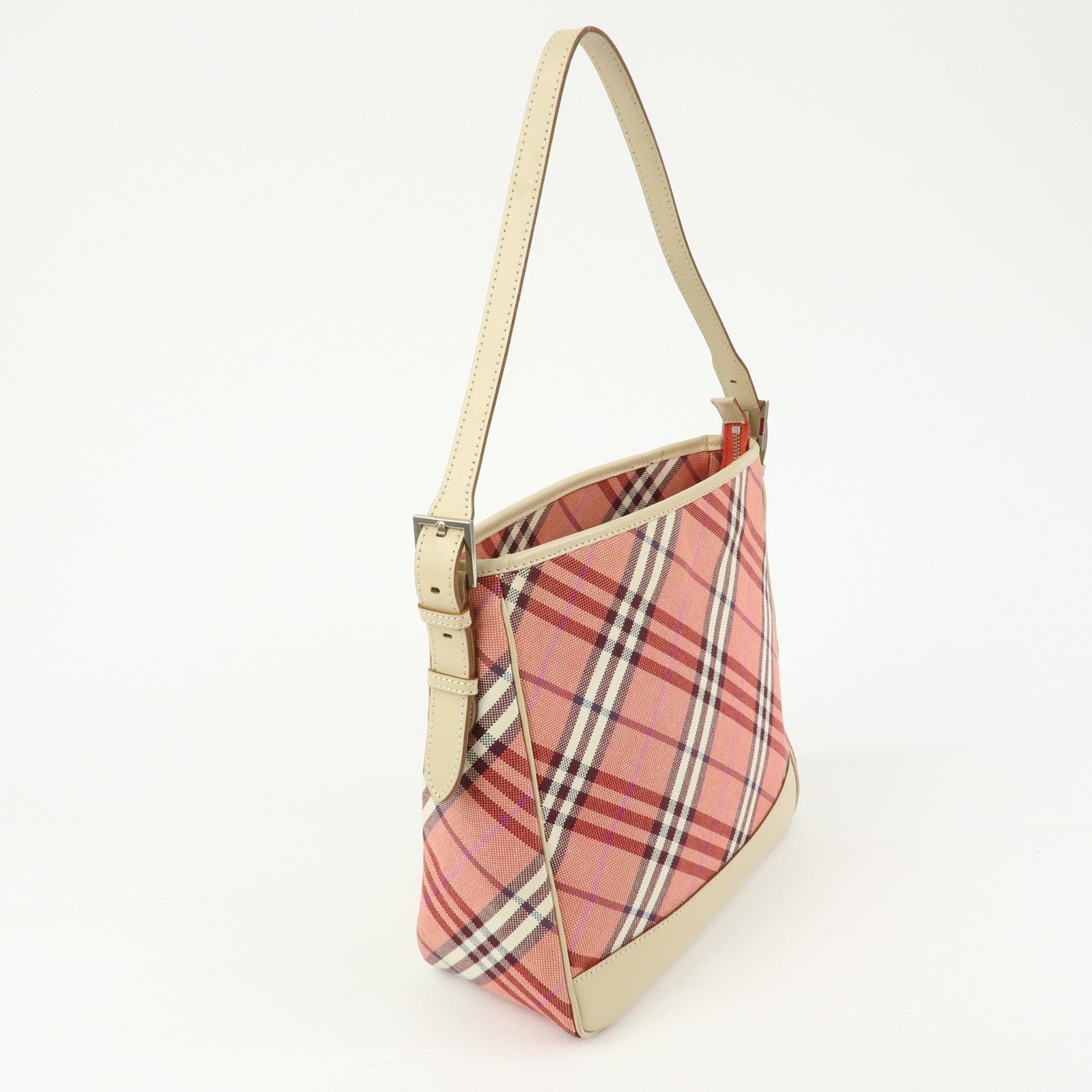 Burberry Shoulder Bag - Pink, Beige, Canvas, Leather