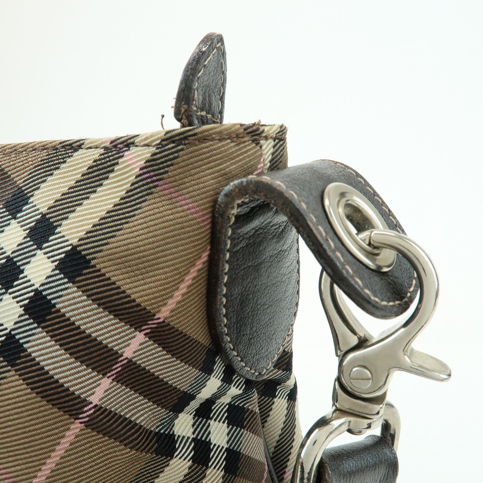 Burberry Nova Plaid Shoulder Bag - Brown, Canvas, Leather