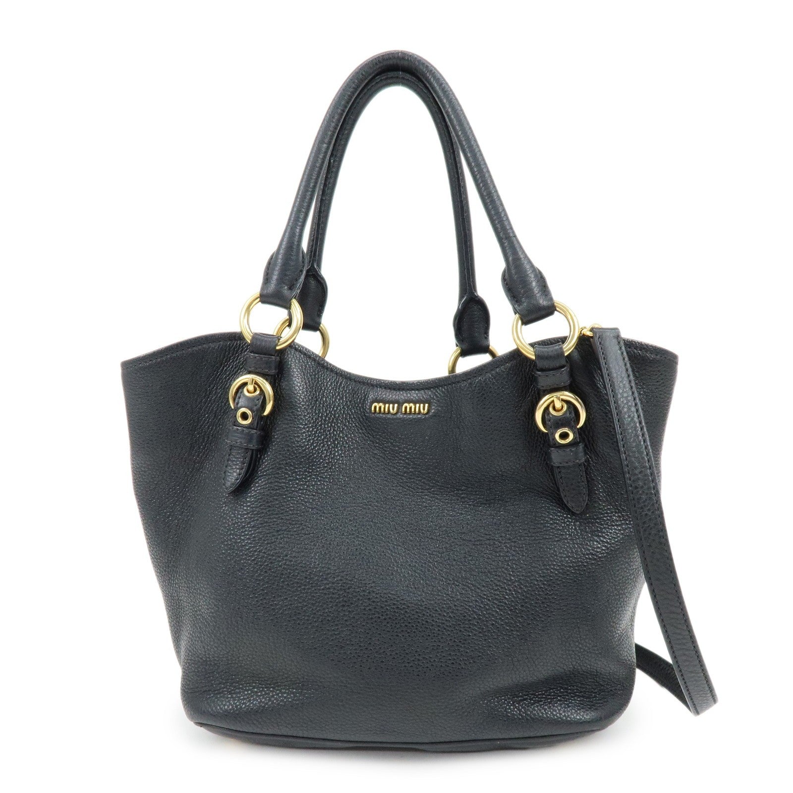 Miu Miu Vittello Phoenix 2Way Hand Shoulder Bag - Black, Leather