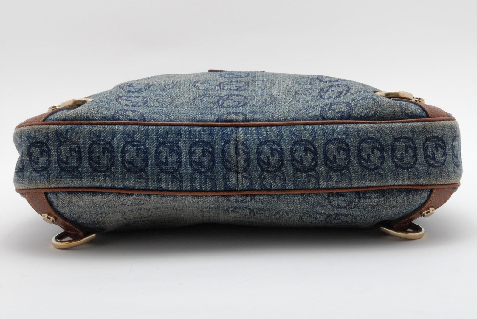 Gucci Denim Abbey D-Ring Shoulder Bag - Blue Brown, Canvas Leather