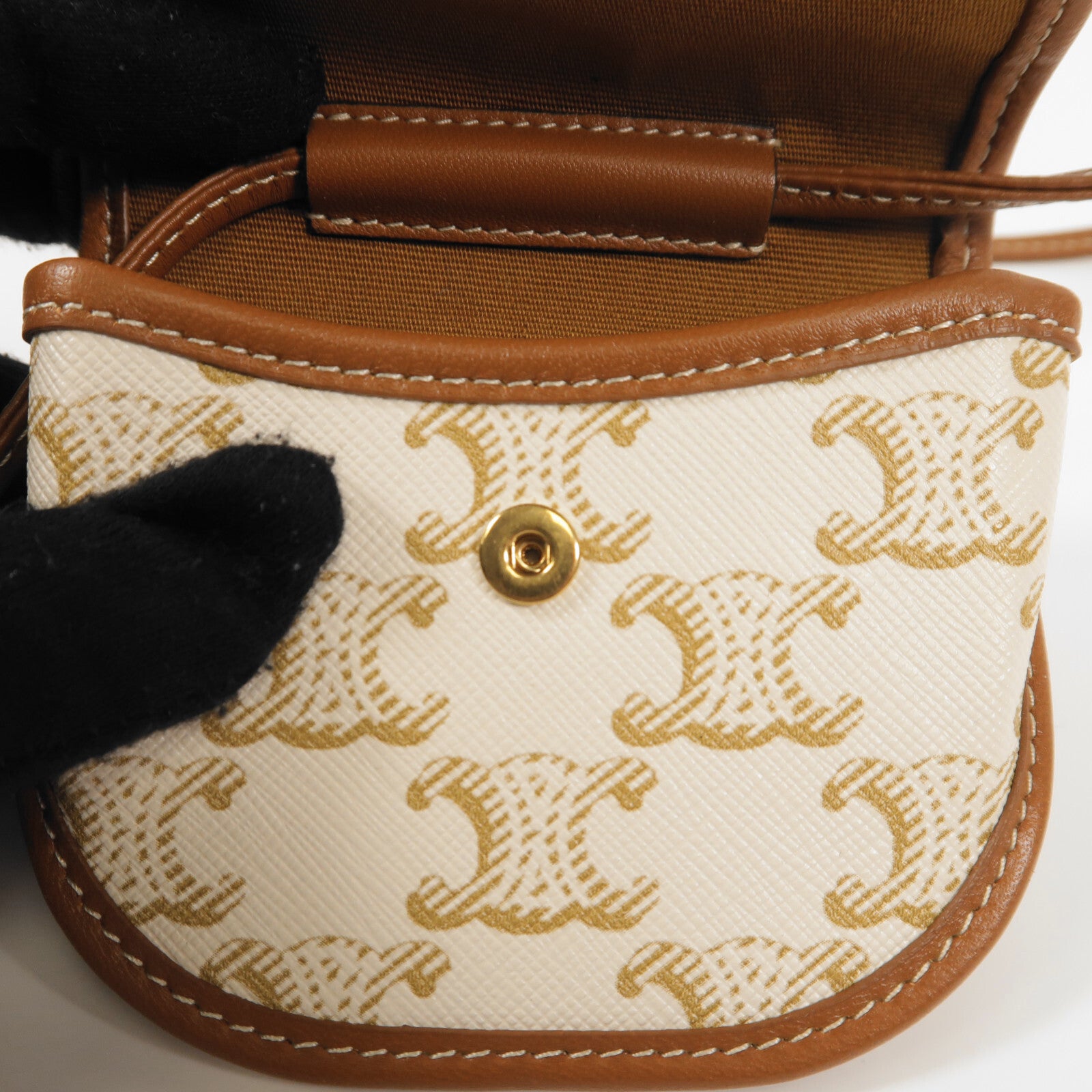 Celine Coin Purse With Strap - Brown, PVC Coated Canvas