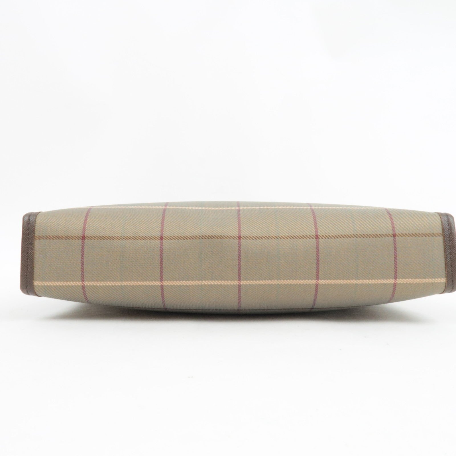Burberry Plaid Clutch Bag - Khaki Brown, Canvas Leather