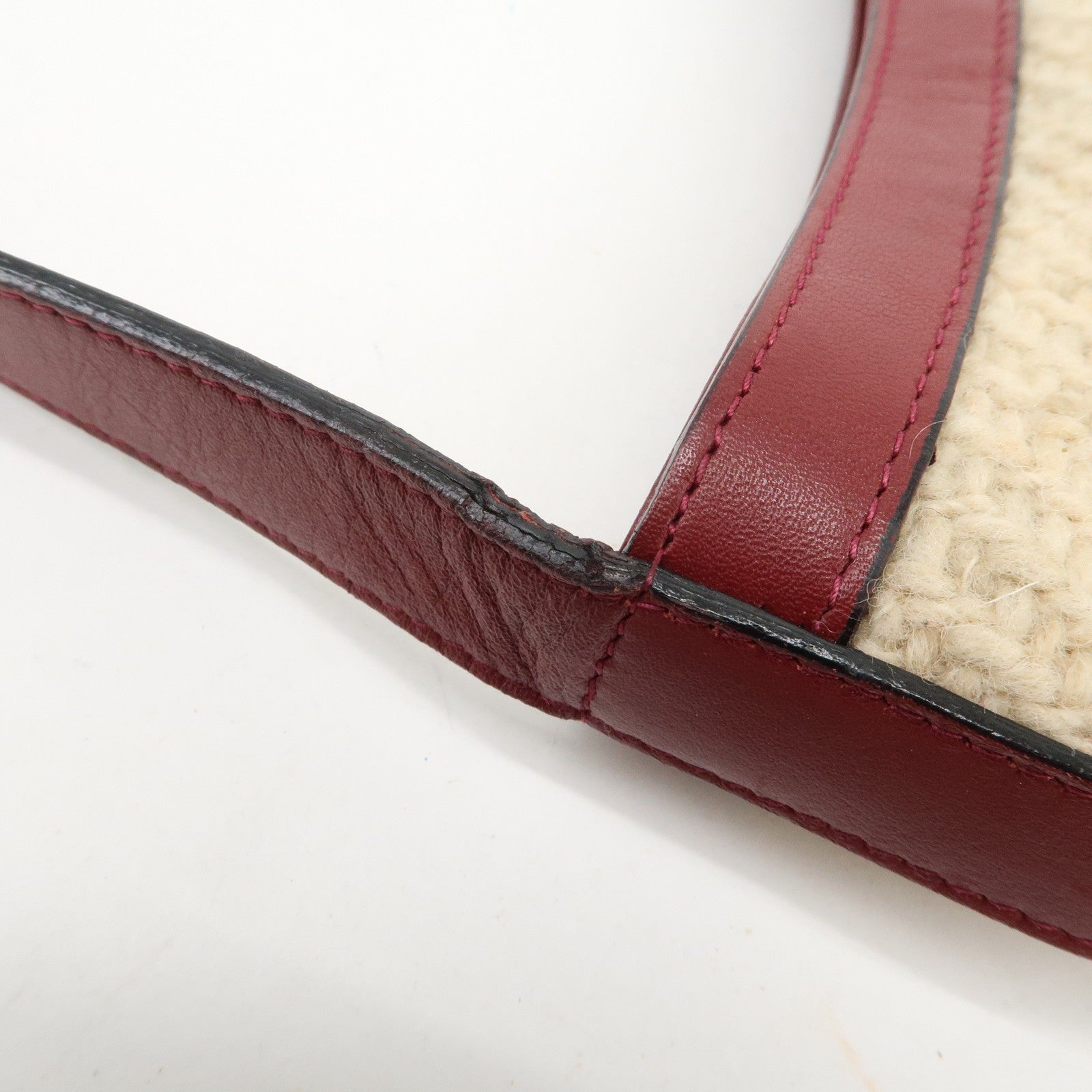 Burberry Hand Bag - Wine Red, Beige, Wool, Leather