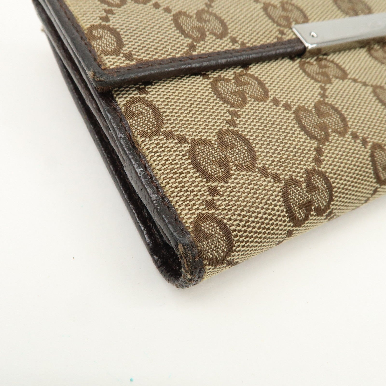Gucci GG Canvas Leather Bi-fold Long Wallet - Dark Brown, Leather
