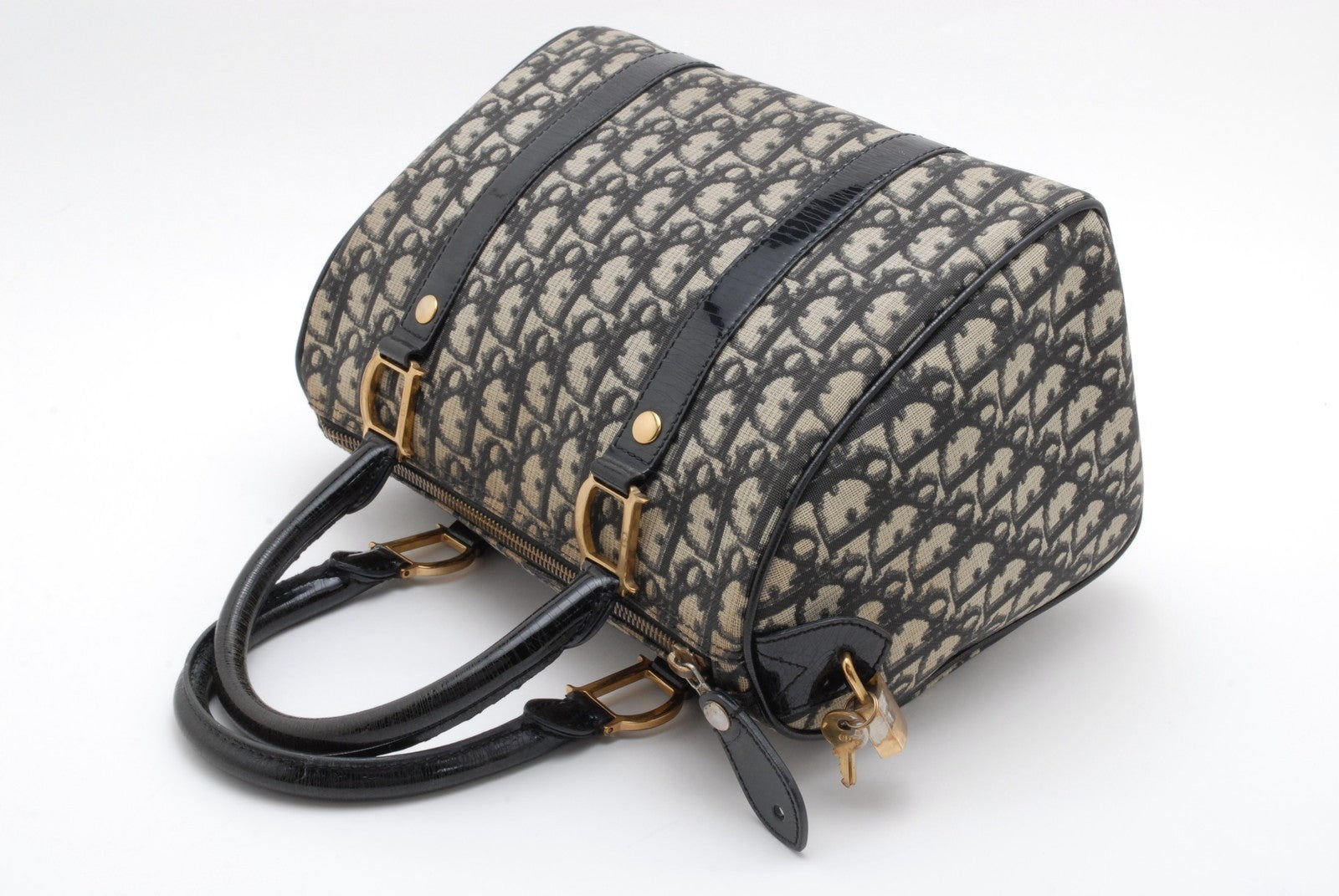 Christian Dior Trotter Boston Hand Bag - Black, Canvas