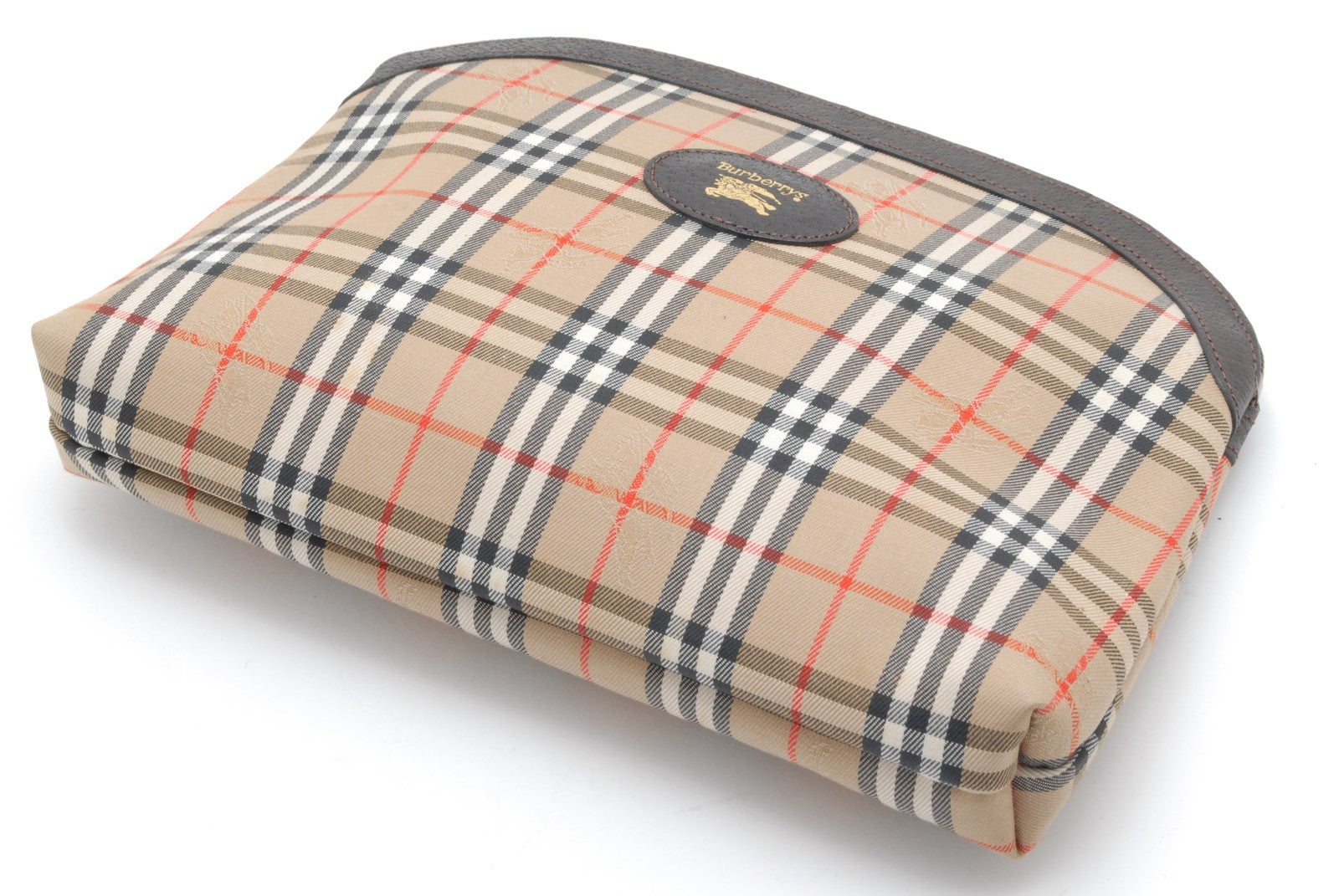 Burberry Nova Check Clutch Porch Bag - Beige, Canvas