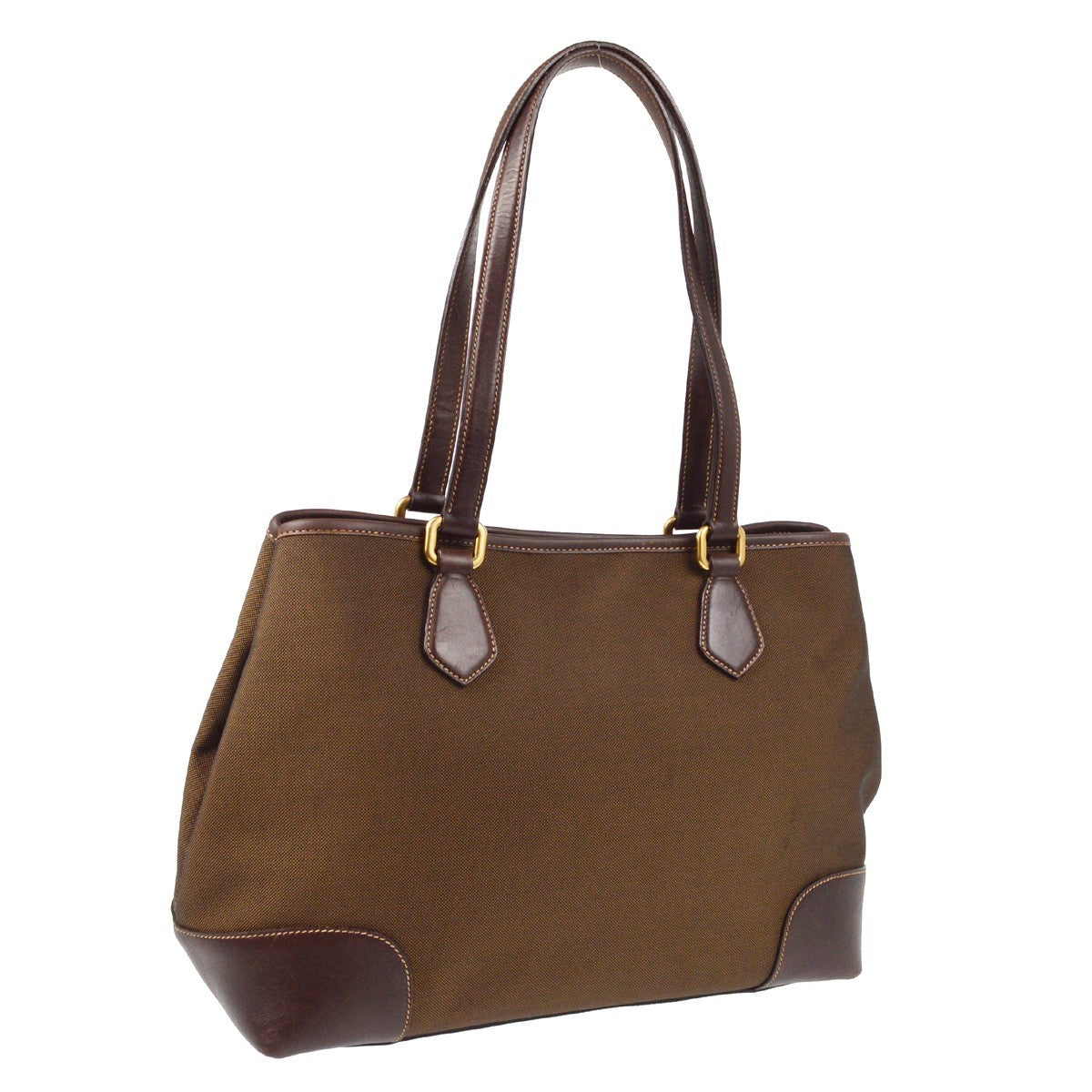 Prada Logo Jacquard Tote Bag - Brown, Canvas & Leather