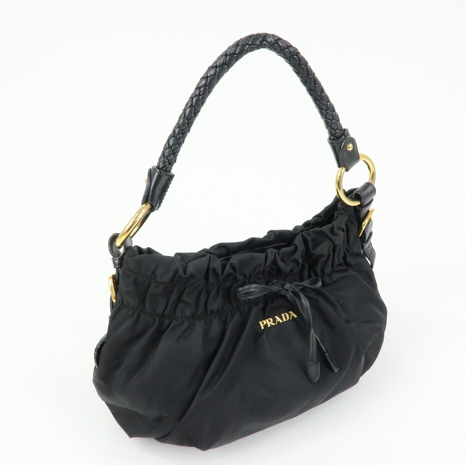 Prada Ribbon Shoulder Bag - Black, Nylon and Leather