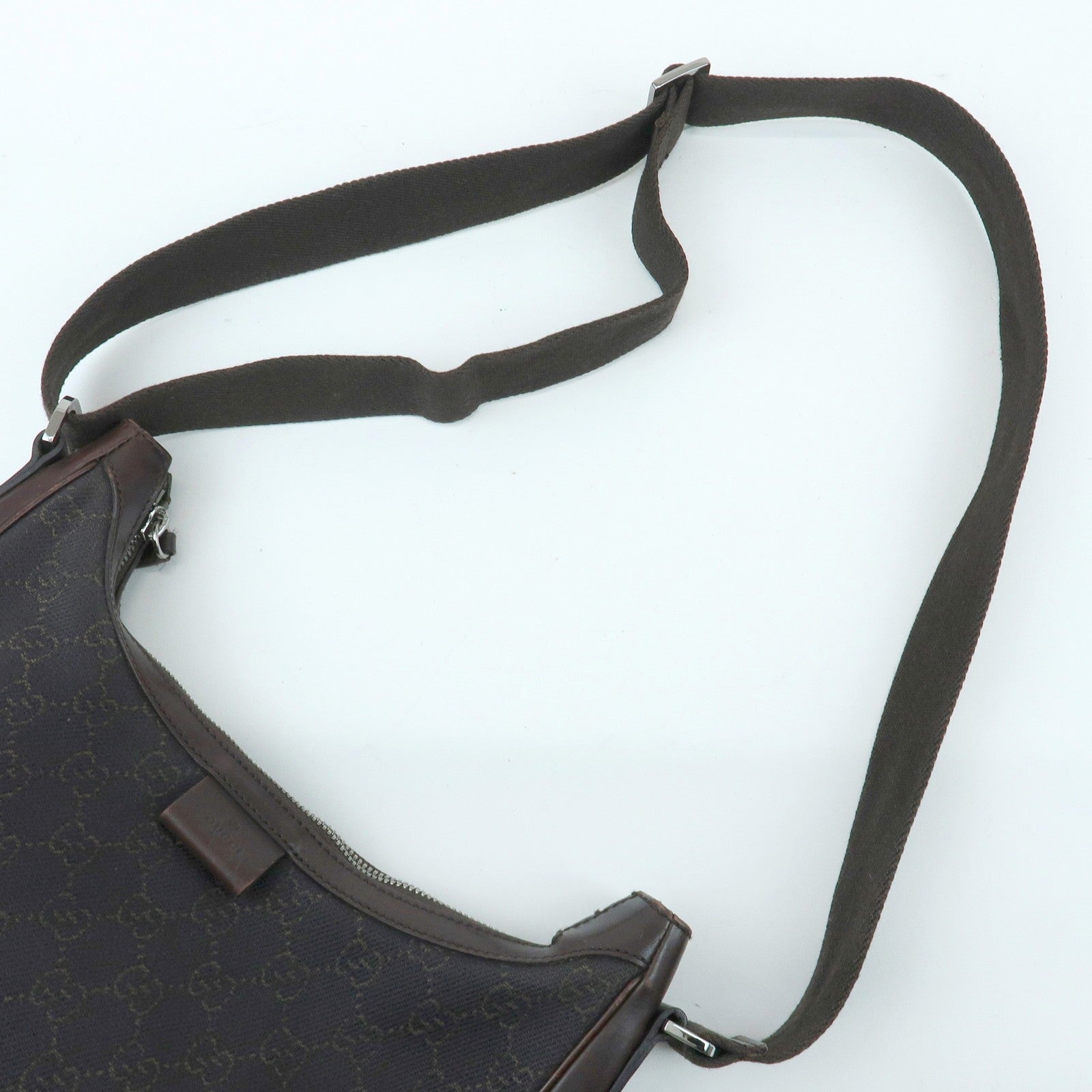 Gucci 101682 Shoulder Crossbody Bag - Dark Brown, GG Denim and Leather