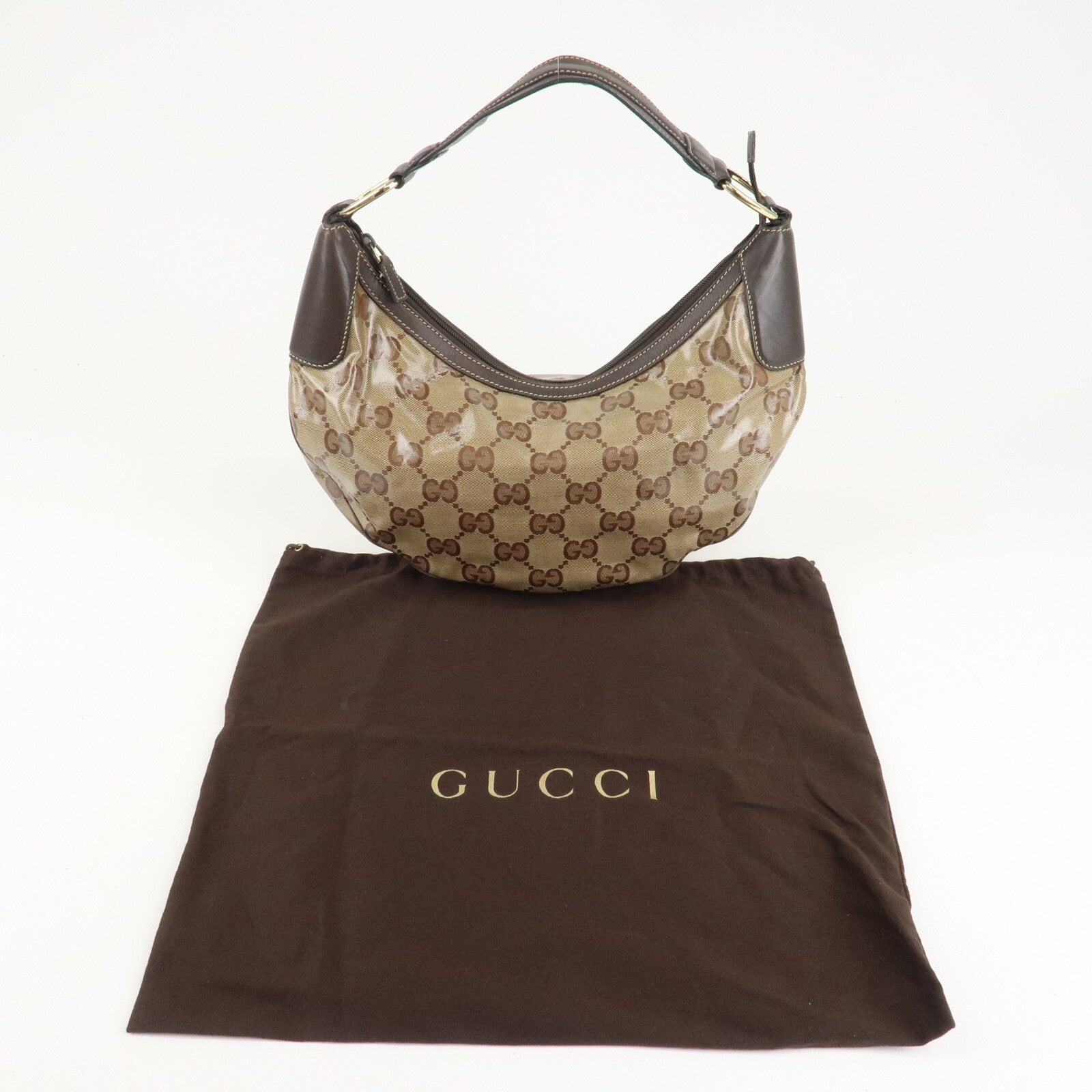 Gucci Shoulder Bag - Beige/Brown, GG Crystal Leather
