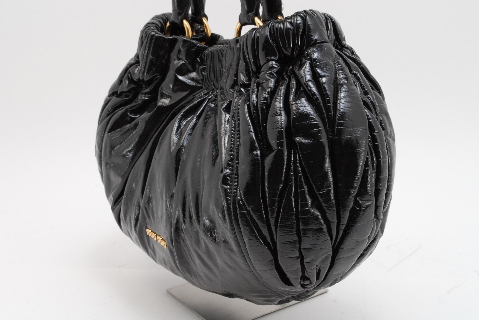Miu Miu 142 Tote Shoulder Bag - Black, Patent Leather