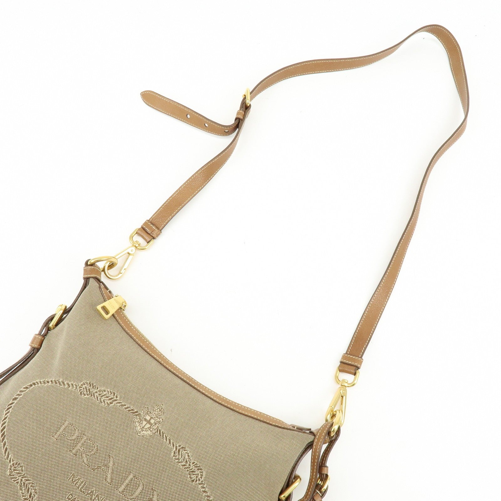 Prada Shoulder Bag - Brown, Jacquard Canvas, Leather