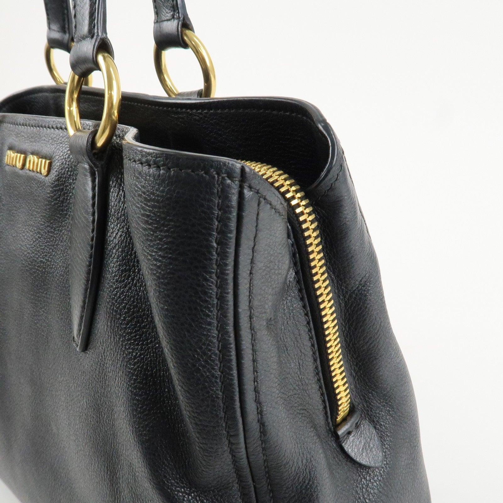 Miu Miu Logo 2Way Bag - Black, Leather
