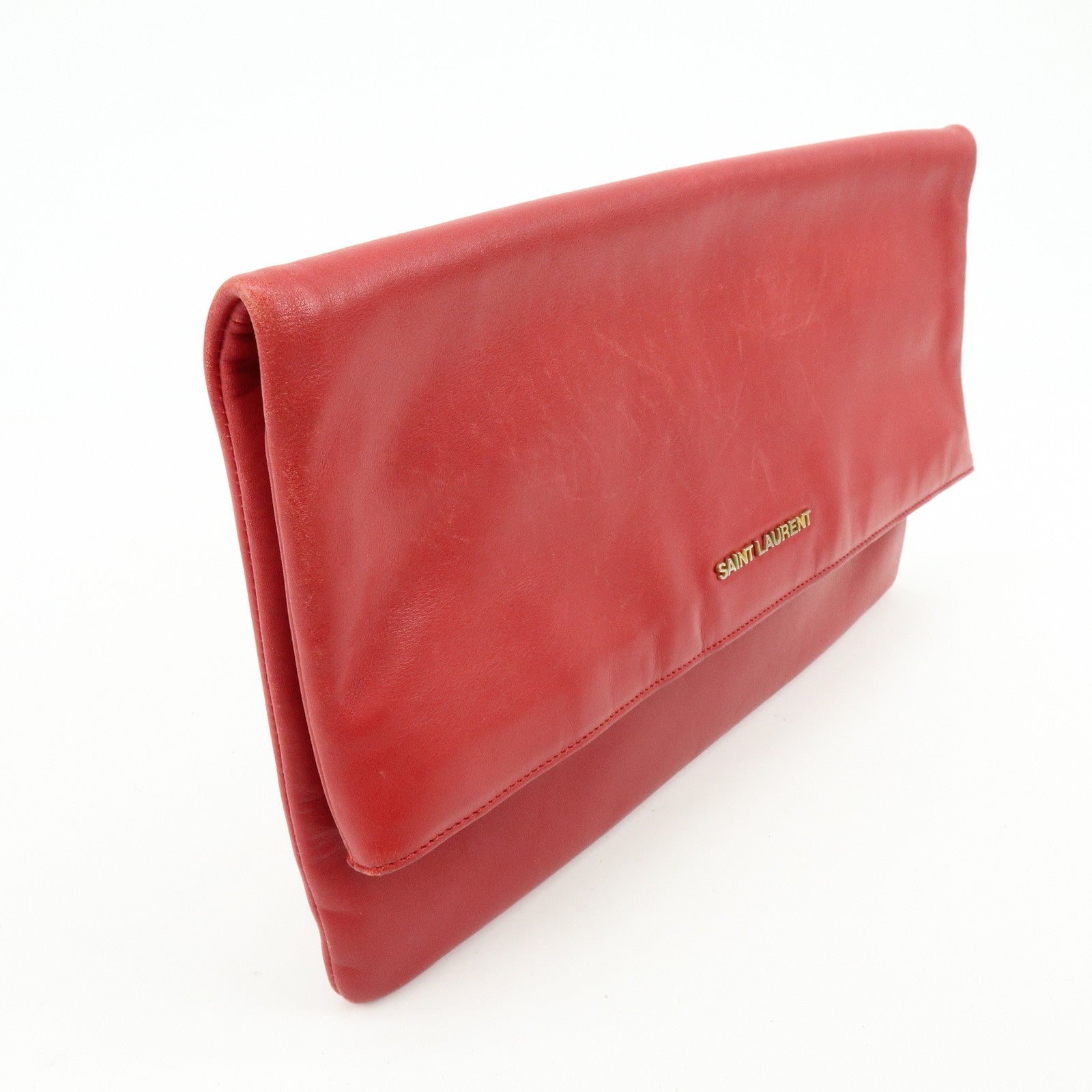 Saint Laurent Paris Clutch Bag - Red, Leather