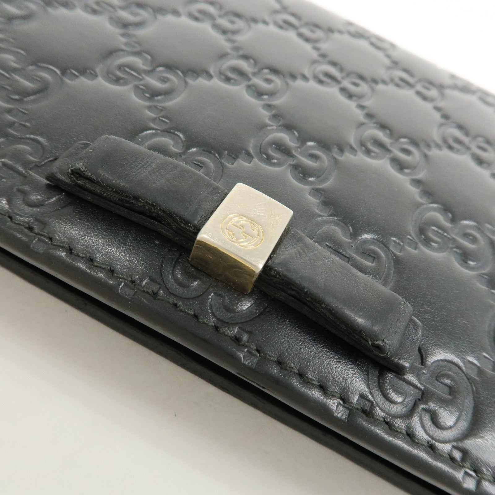Gucci Interlocking G Guccissima Shoulder Wallet - Black, Leather