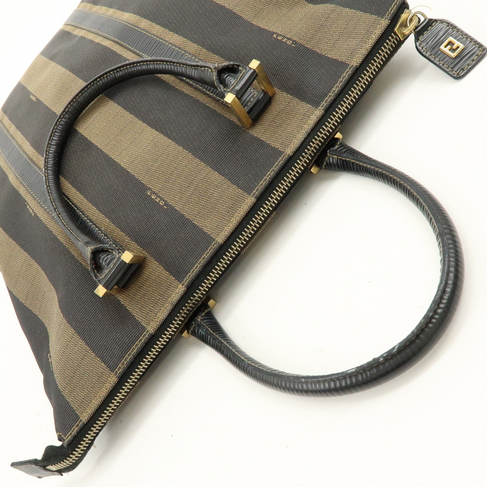 Fendi Pequin Canvas Leather Hand Bag - Brown, Canvas