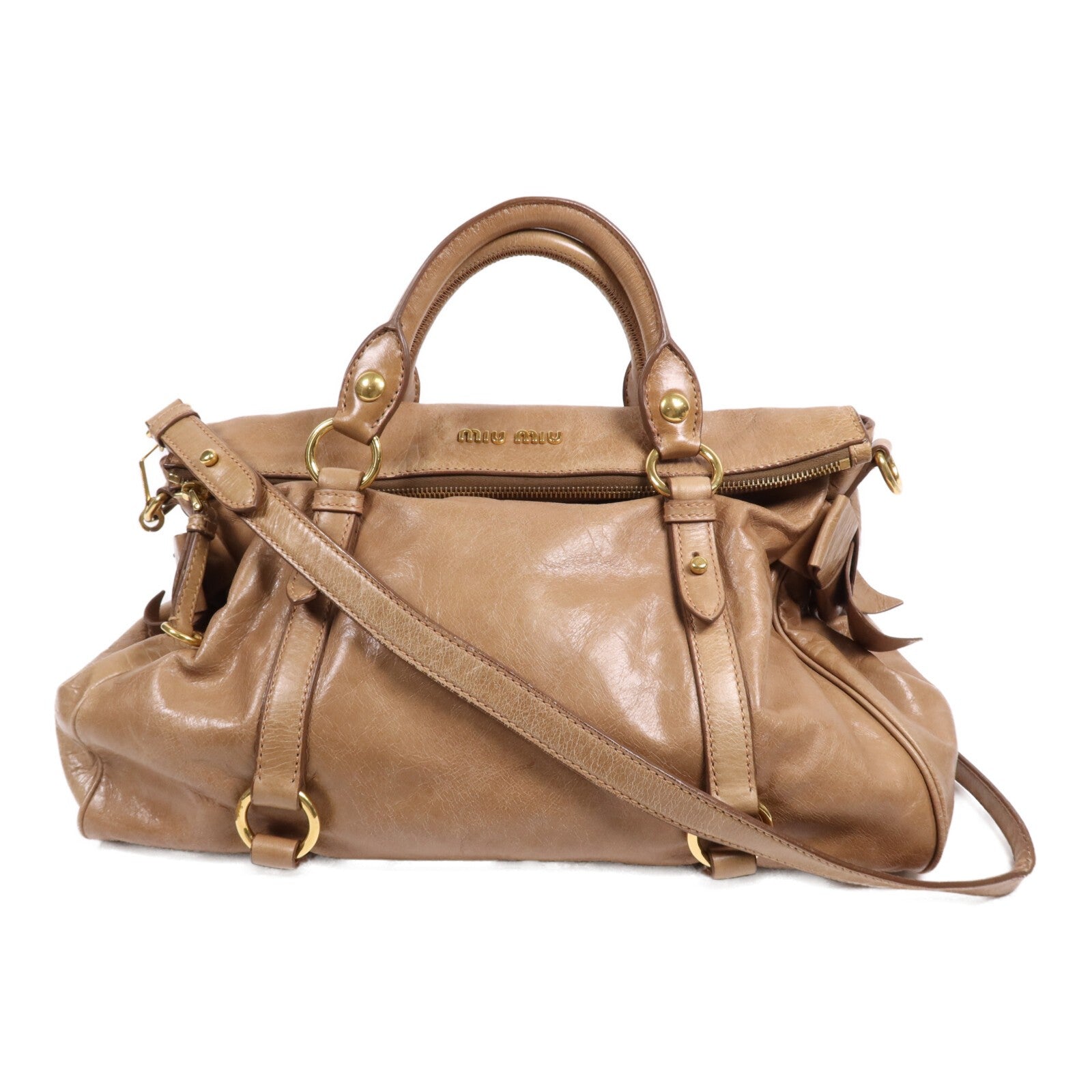 Miu Miu GHW 2 Way Shoulder Bag - Brown, Calfskin Leather