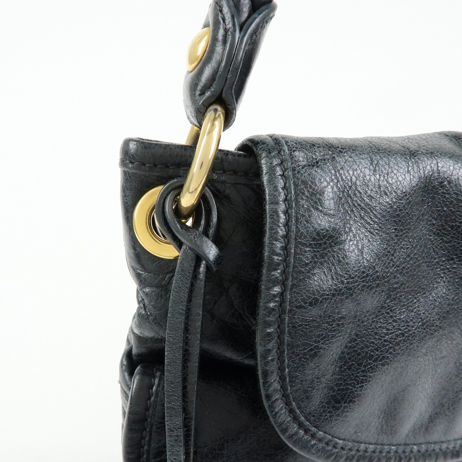 Miu Miu Matelasse Hand Bag - Black, Leather