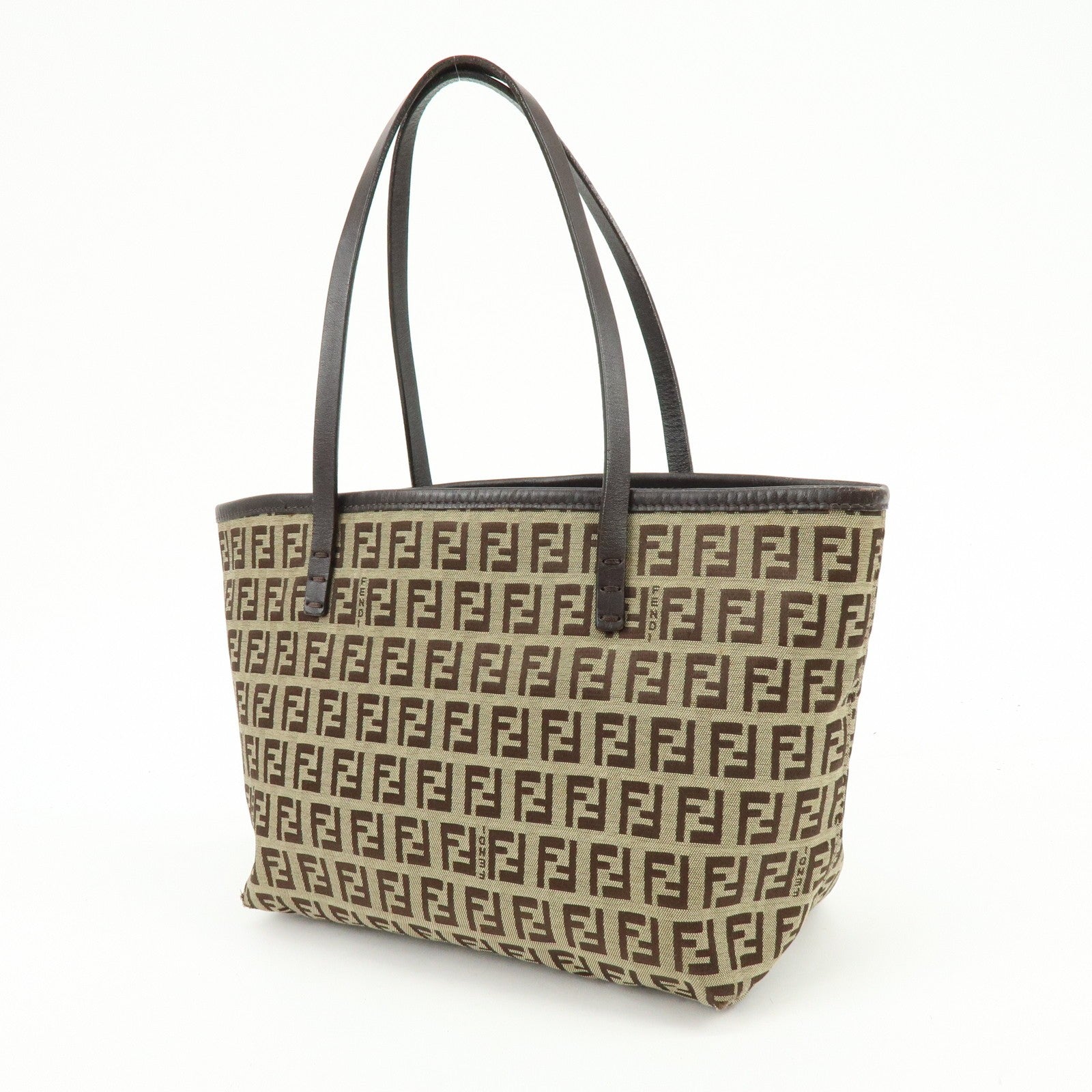 Fendi Zucchino Tote Bag - Brown, Canvas, Leather