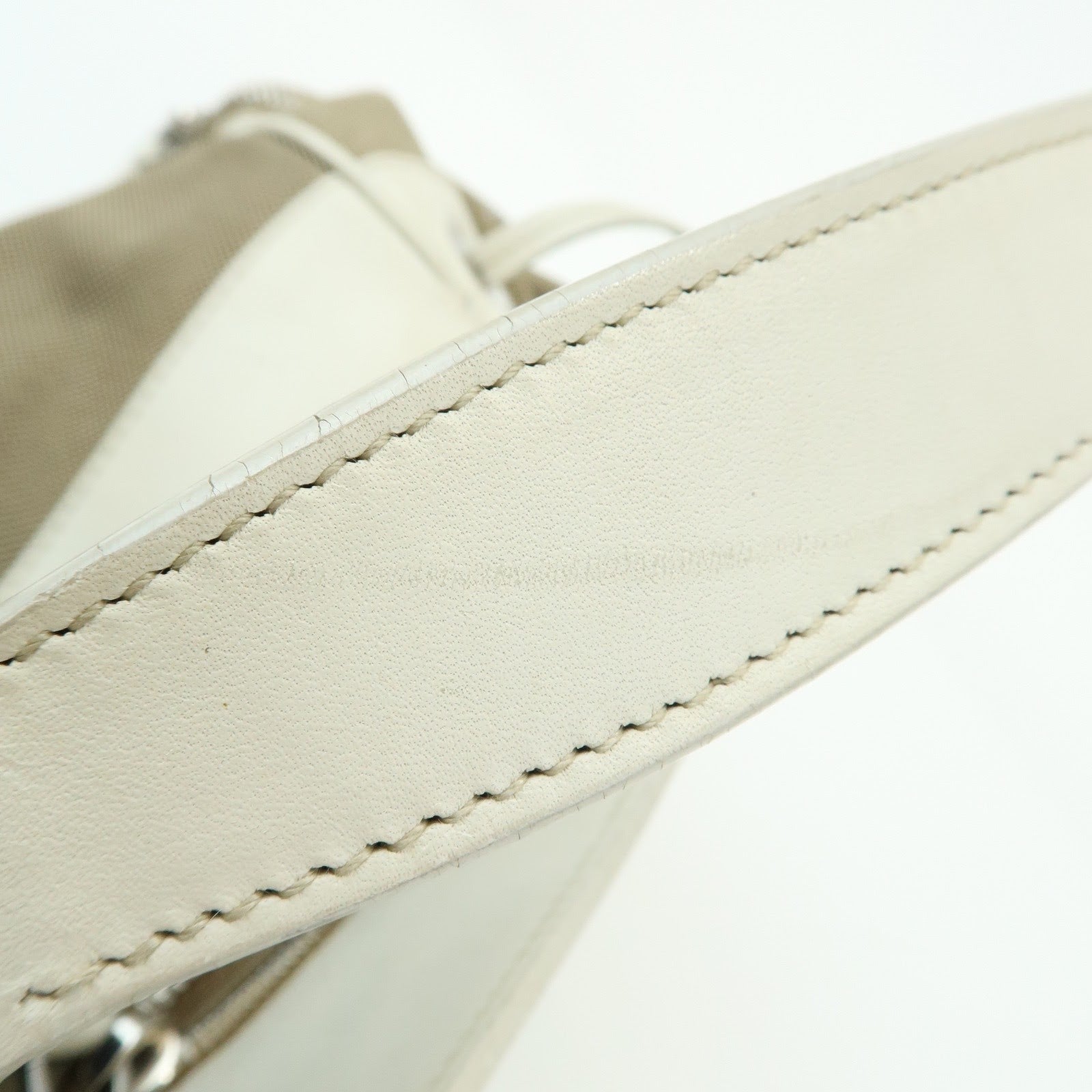 Prada Triangle Logo Shoulder Bag - Beige Ivory, Nylon Jacquard Leather
