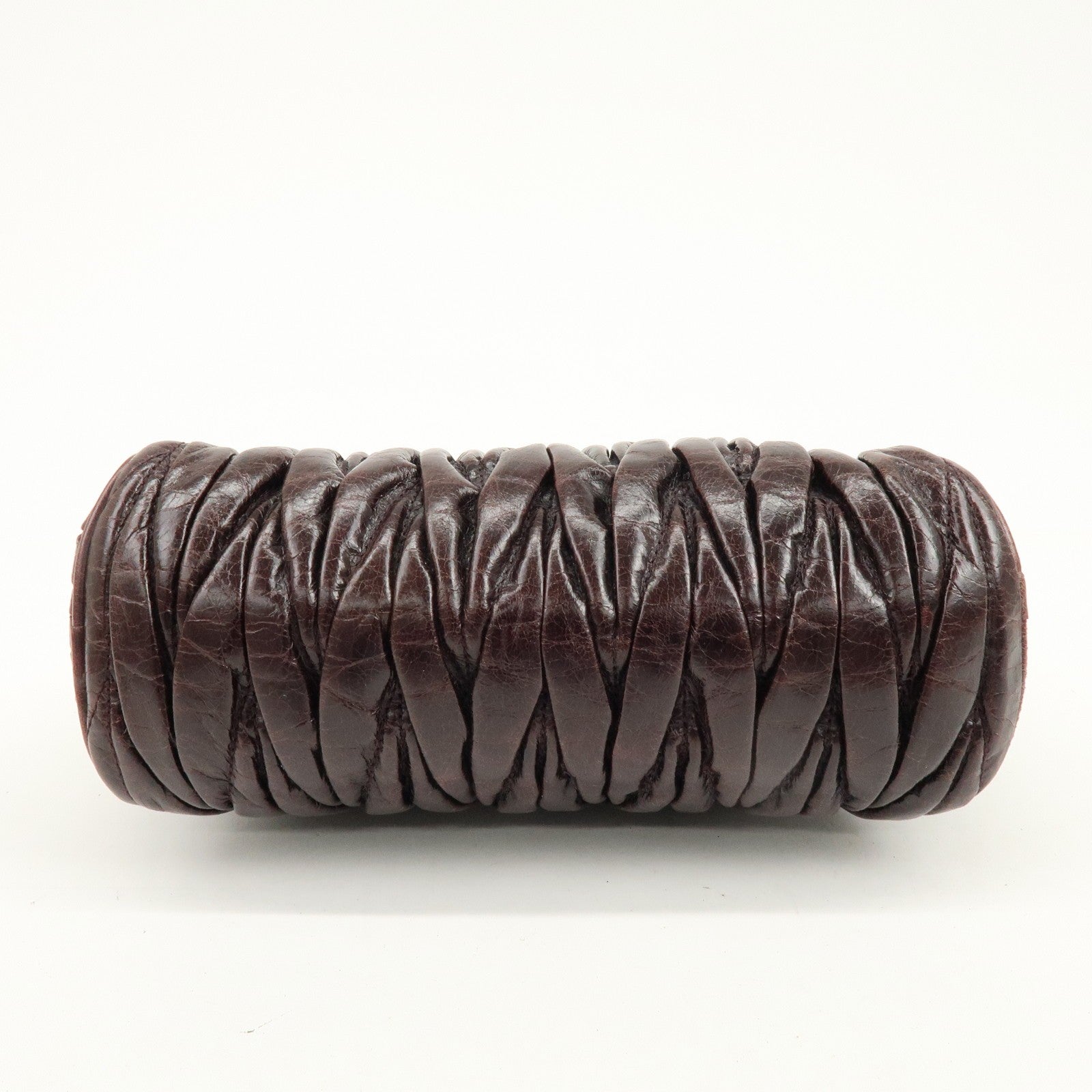 Miu Miu Matelasse Gathered Hand Bag - Brown, Leather