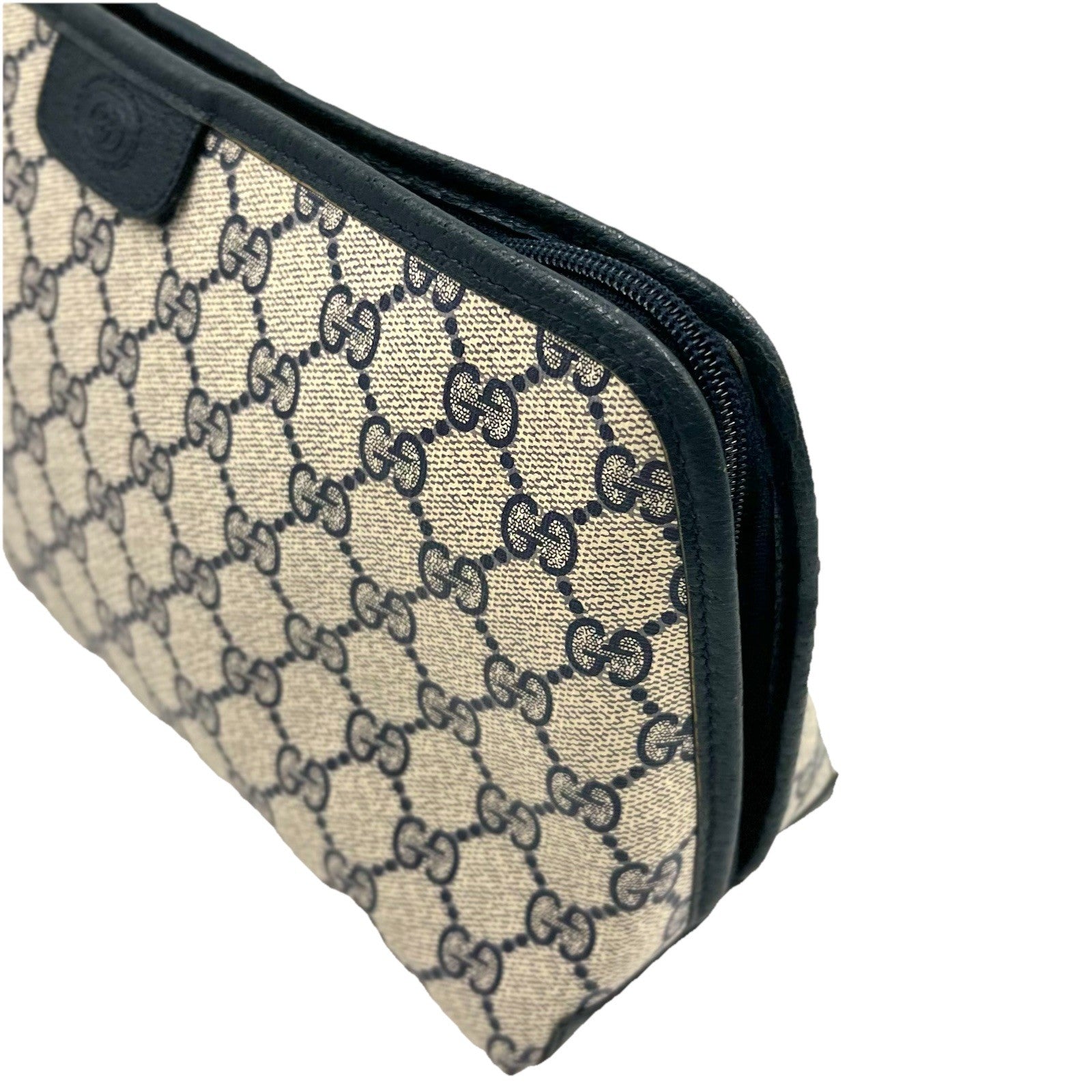 Gucci GG Supreme Clutch - Gold Navy, PVC Leather