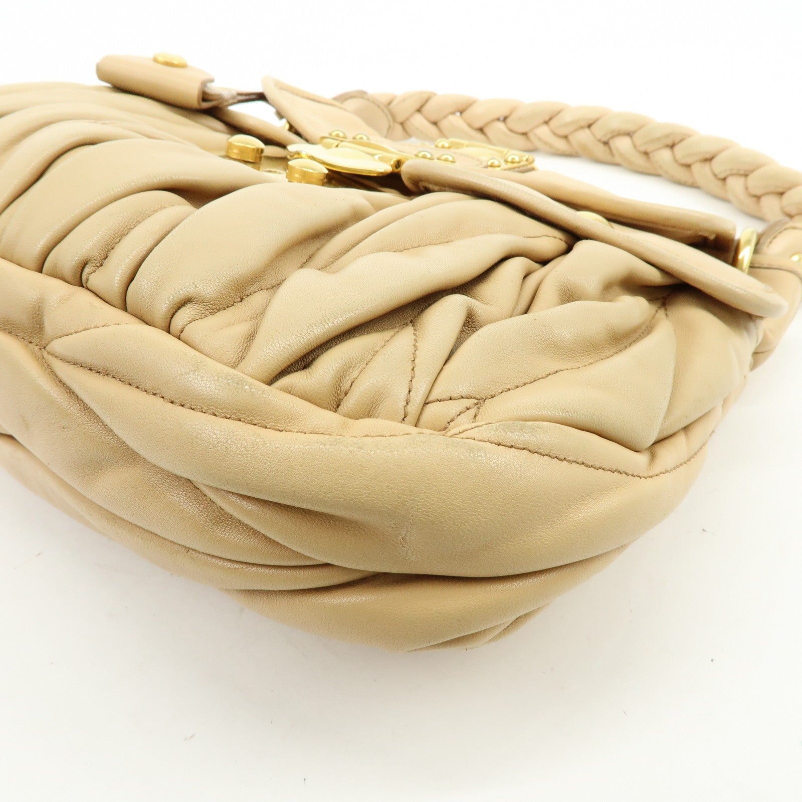 Miu Miu Matelasse 2Way Handbag - Beige, Leather