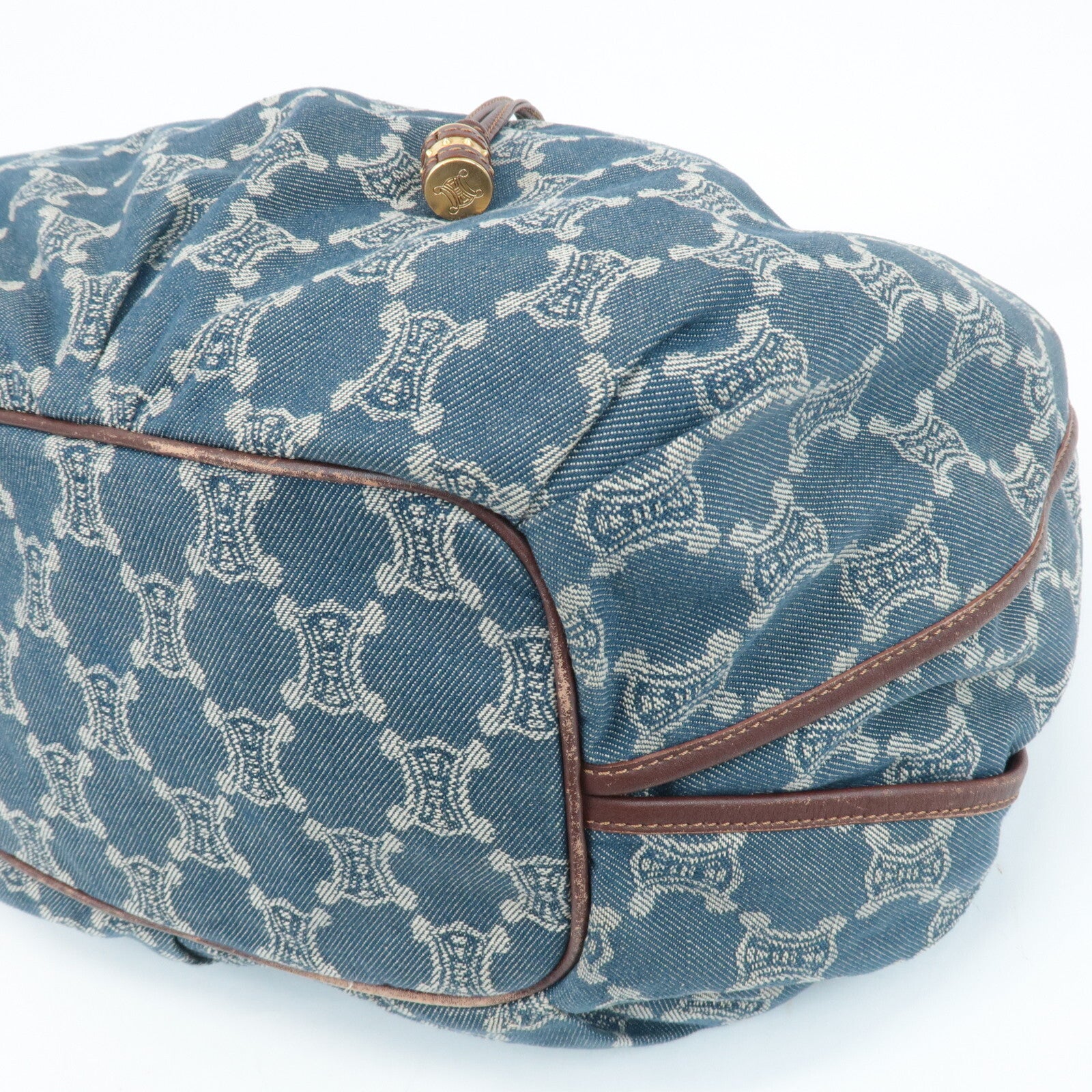 Celine Macadam Denim Leather Bitter Sweet Shoulder Bag - Blue/Brown, Denim/Leather