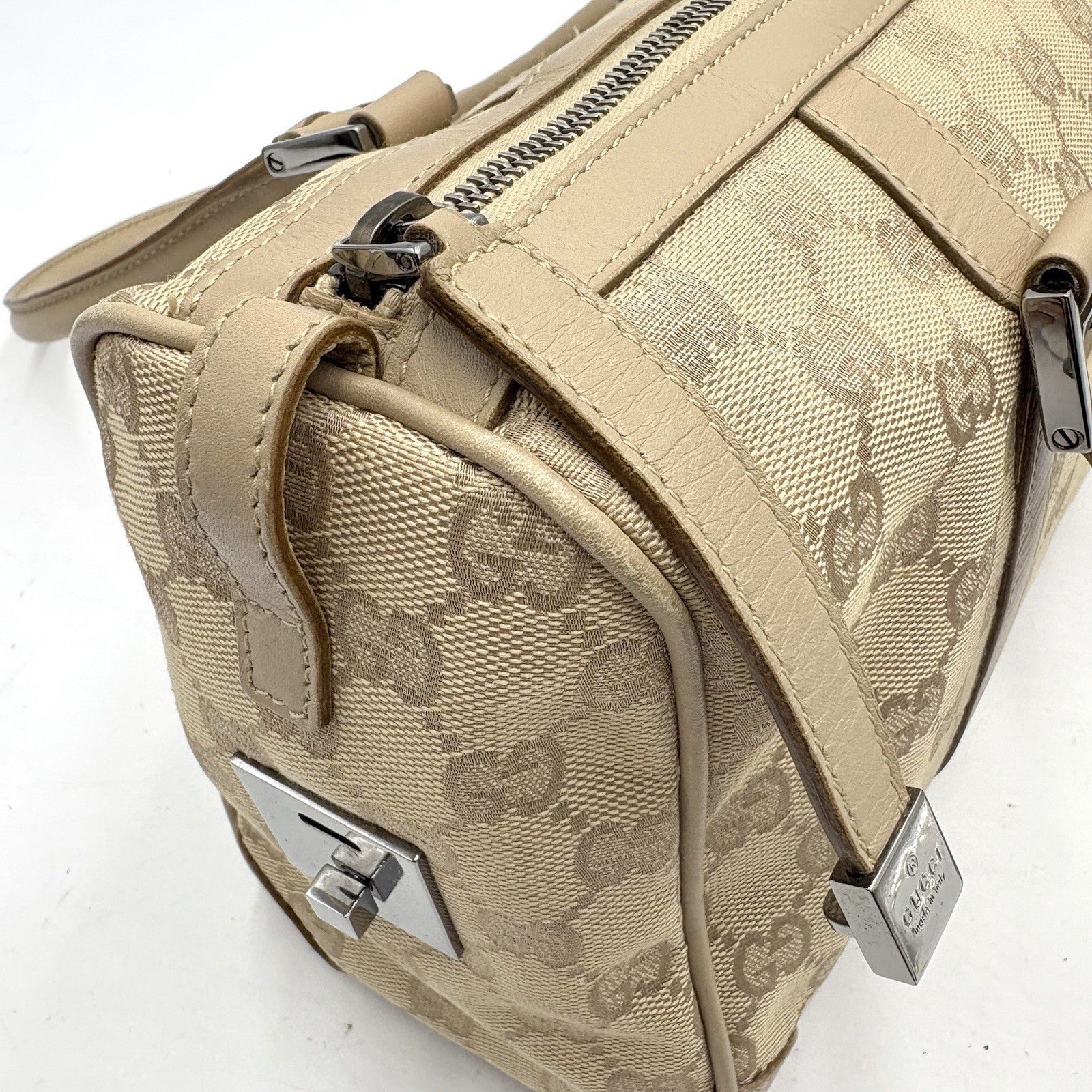 Gucci GG Mini Boston Handbag - Beige, Canvas