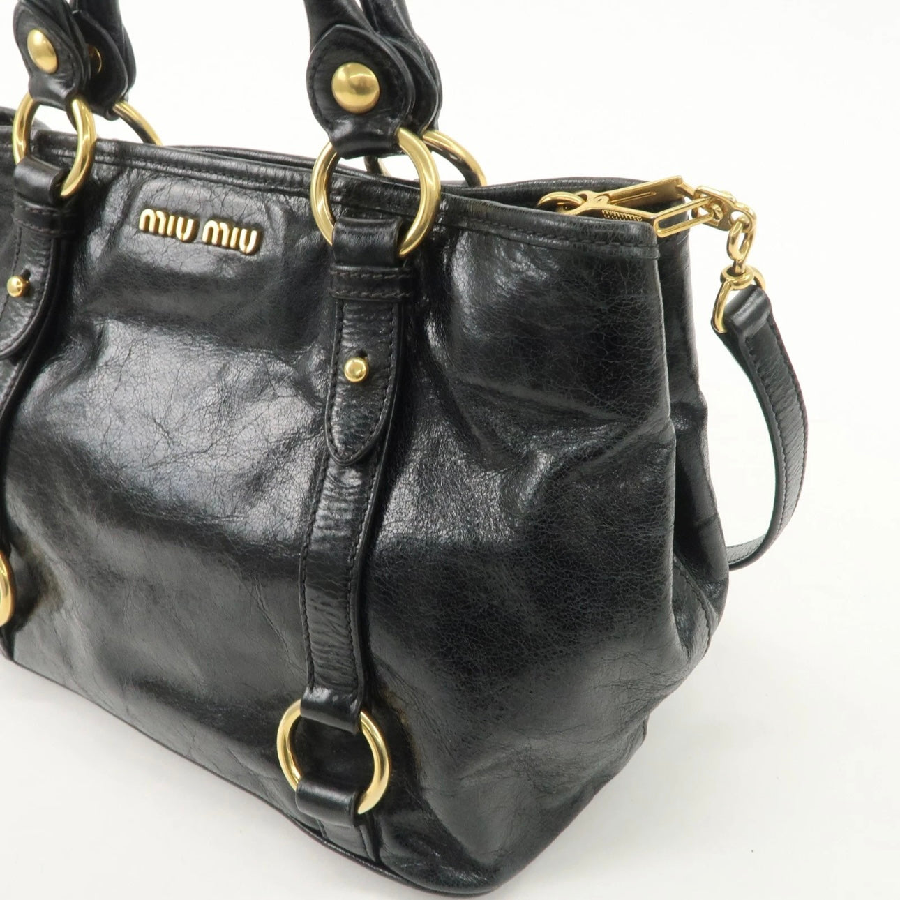 MIUMIU Leather Hand, crossbody Bag Black