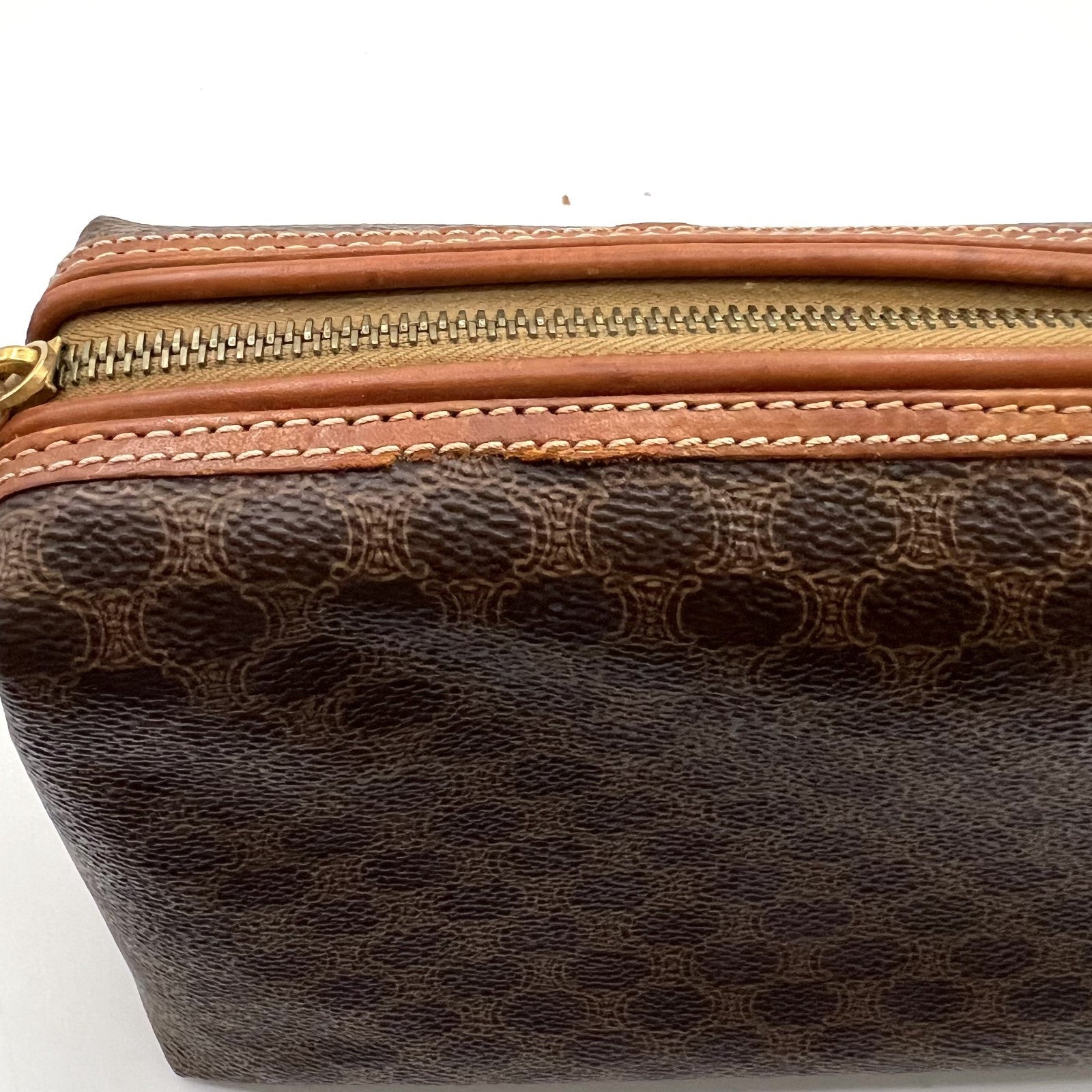 Celine Macadam Cosmetic Pouch - Brown, PVC Leather