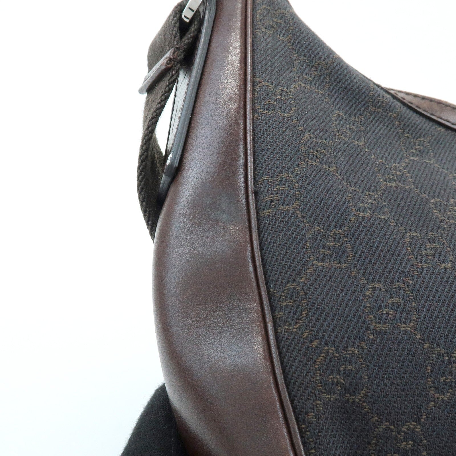 Gucci 101682 Shoulder Crossbody Bag - Dark Brown, GG Denim and Leather