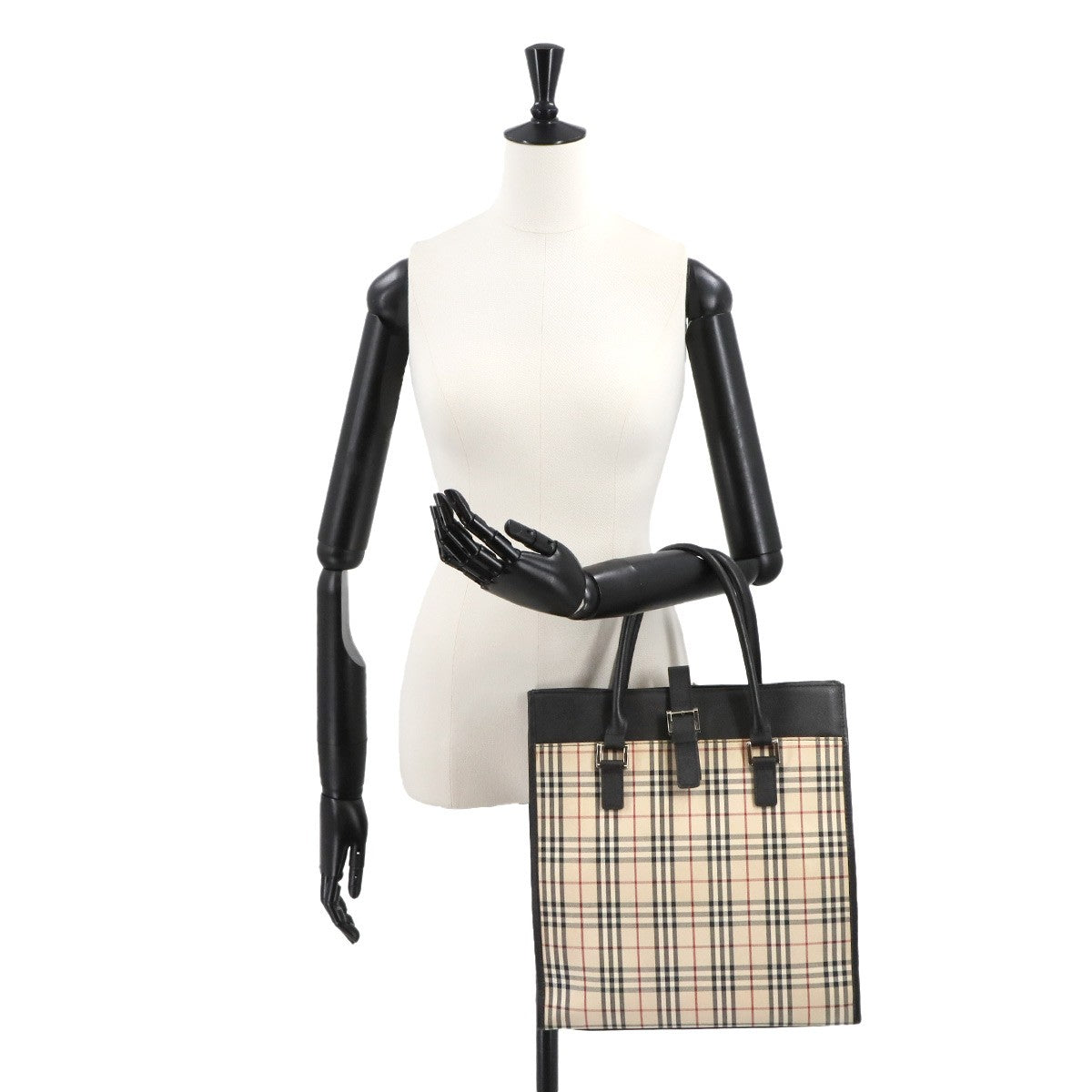 Burberry Plaid Handbag - Beige, Canvas and Leather