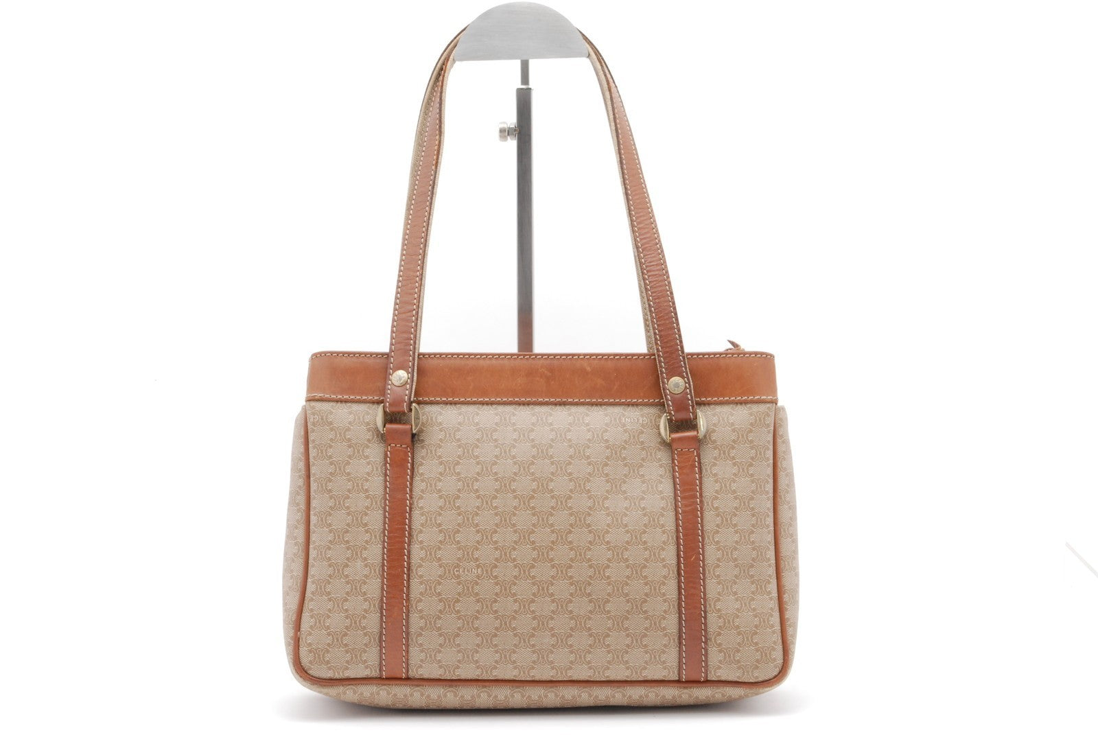 Celine Vintage Macadam Hand Tote Bag - Beige, PVC Leather