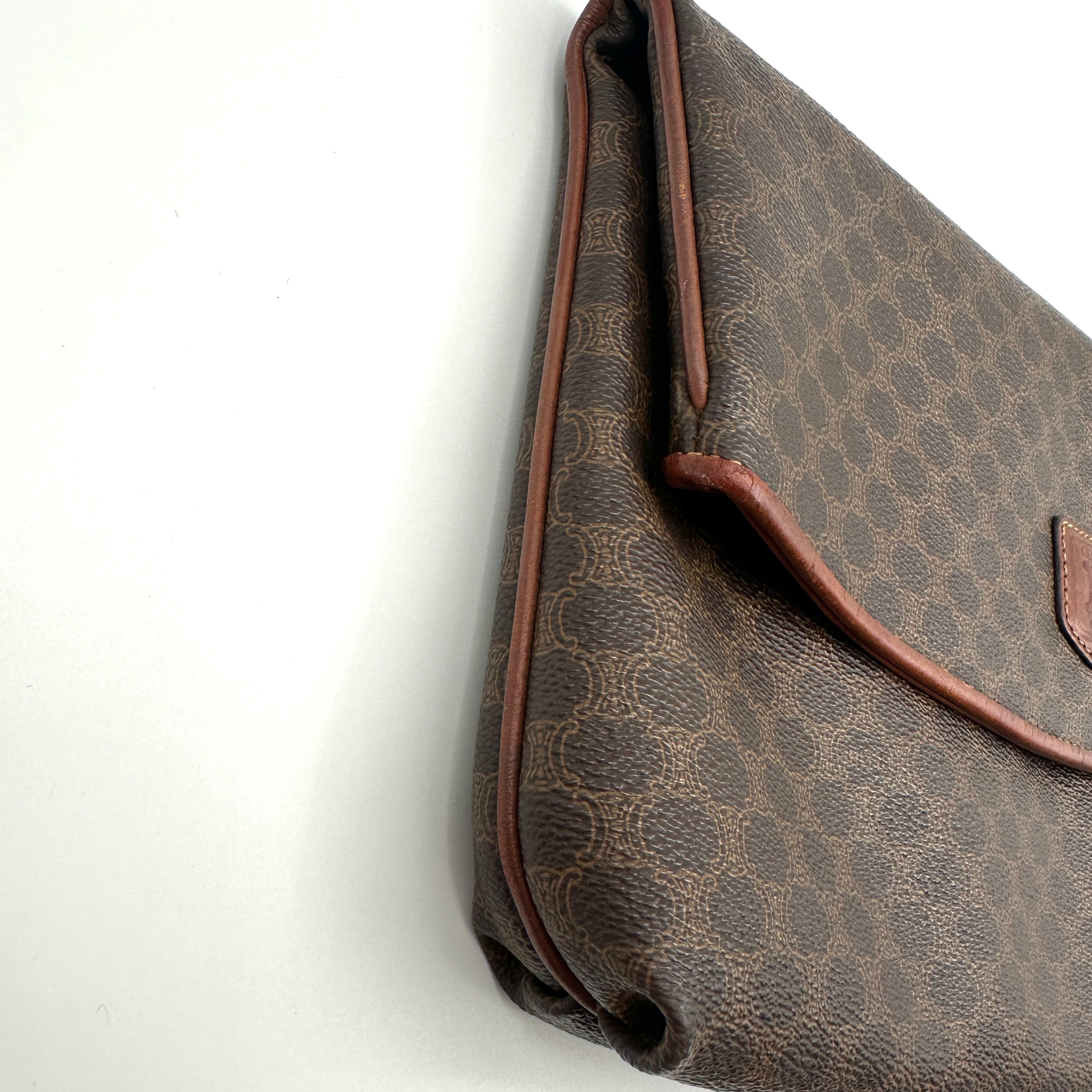Macadam Clutch Hand Bag PVC Leather Brown Bifold Purse