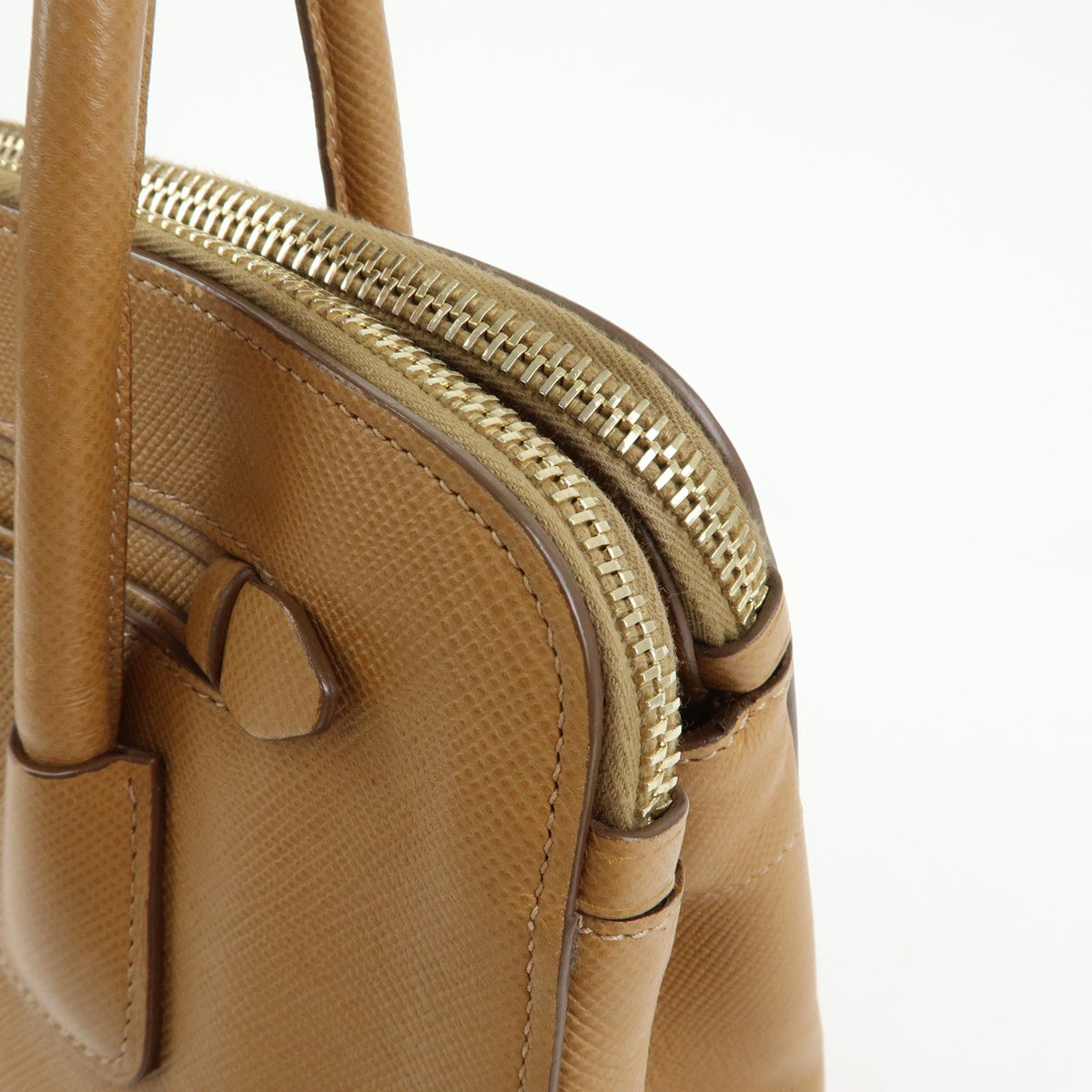Prada2way Hand Bag - Camel, Saffiano Leather