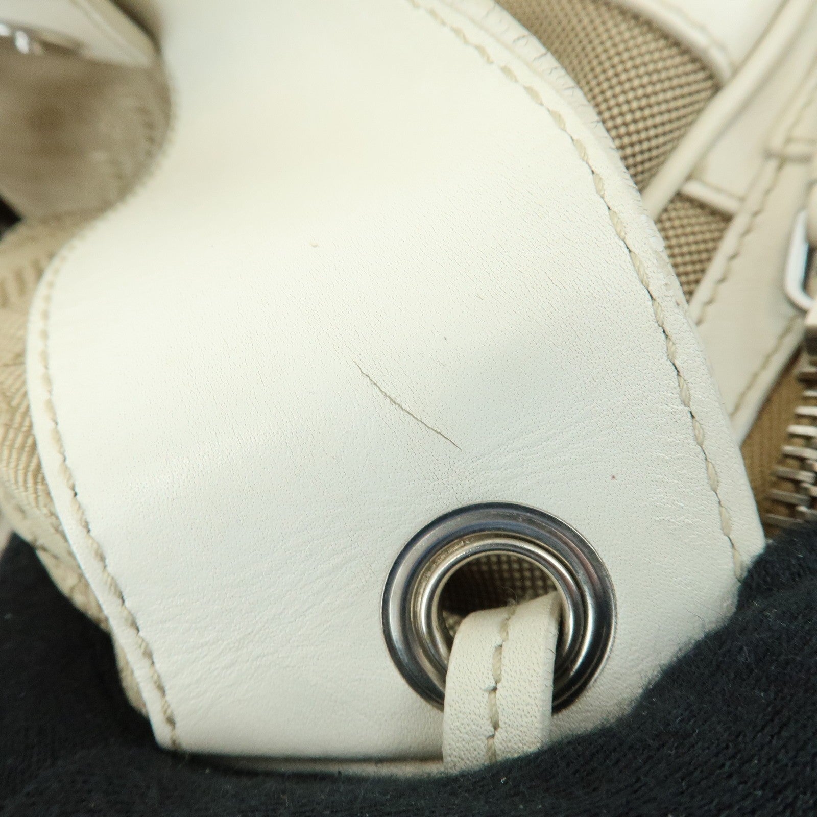 Prada Triangle Logo Shoulder Bag - Beige Ivory, Nylon Jacquard Leather
